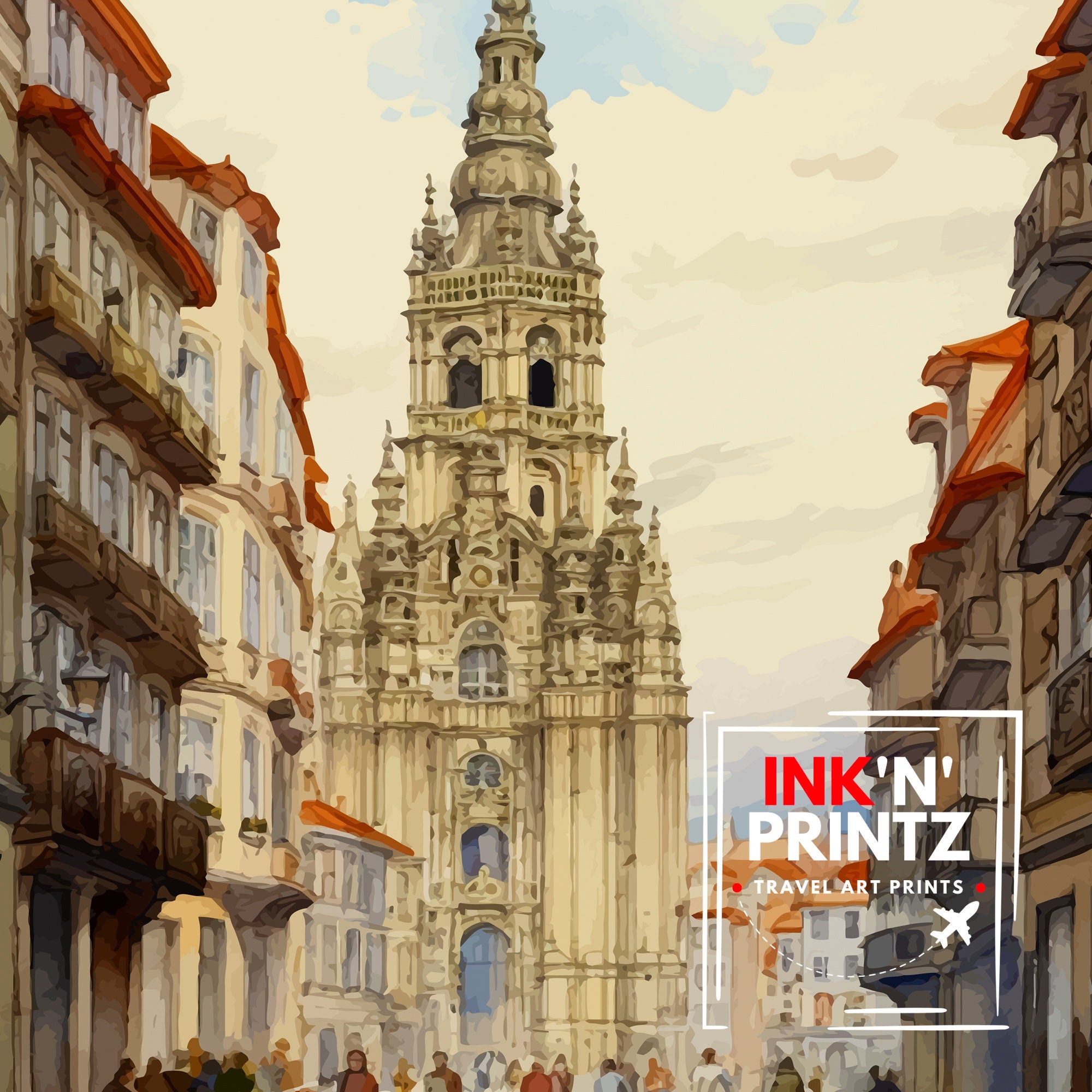 Santiago de Compostela Print Santiago Wall Decor Santiago Poster Santiago Art Print Santiago Wall Art Gift for Santiago Travel Santiago Home