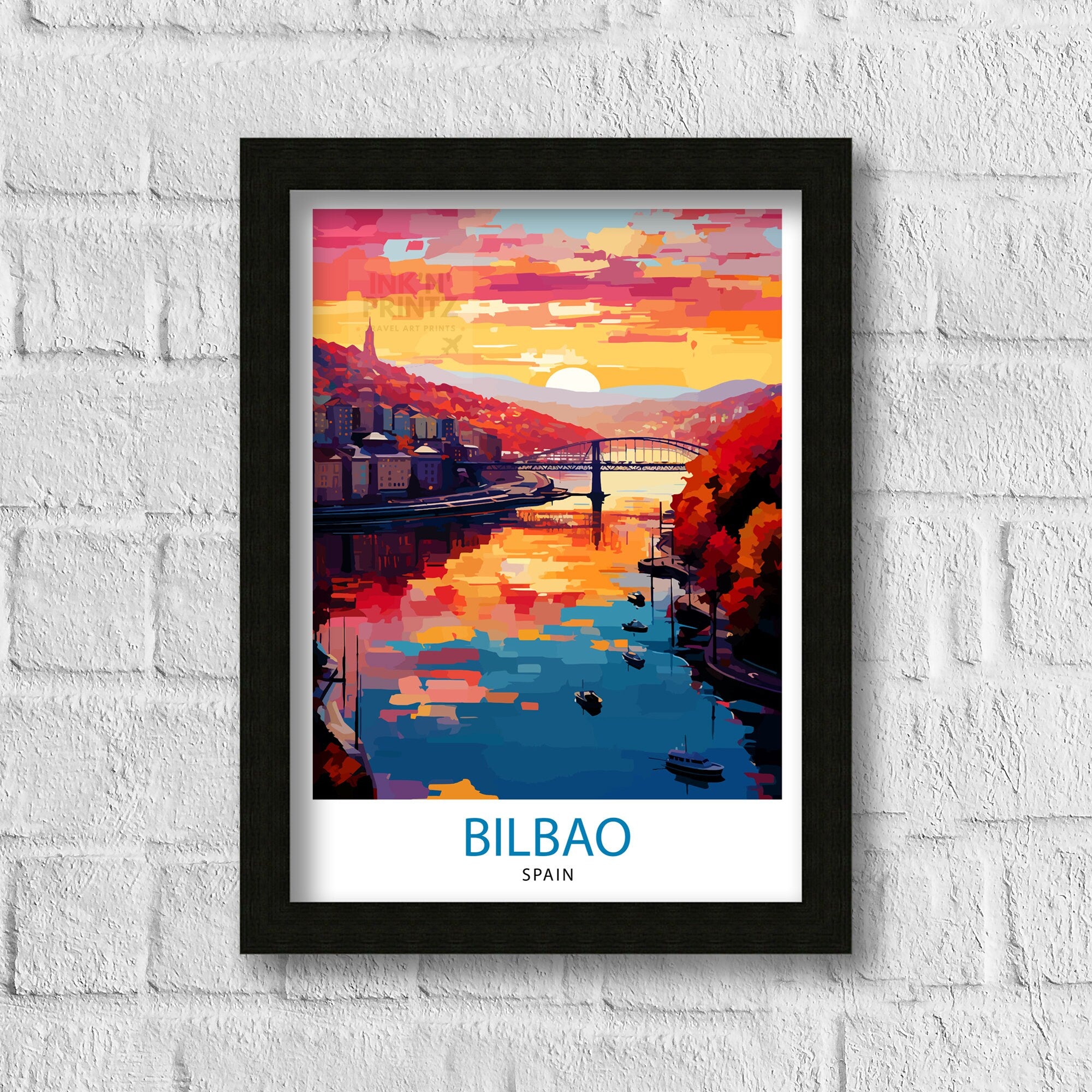 Bilbao Spain Travel Print Bilbao Wall Decor Bilbao Home Living Decor Bilbao Illustration Travel Poster Gift For Bilbao Spain Home Decor