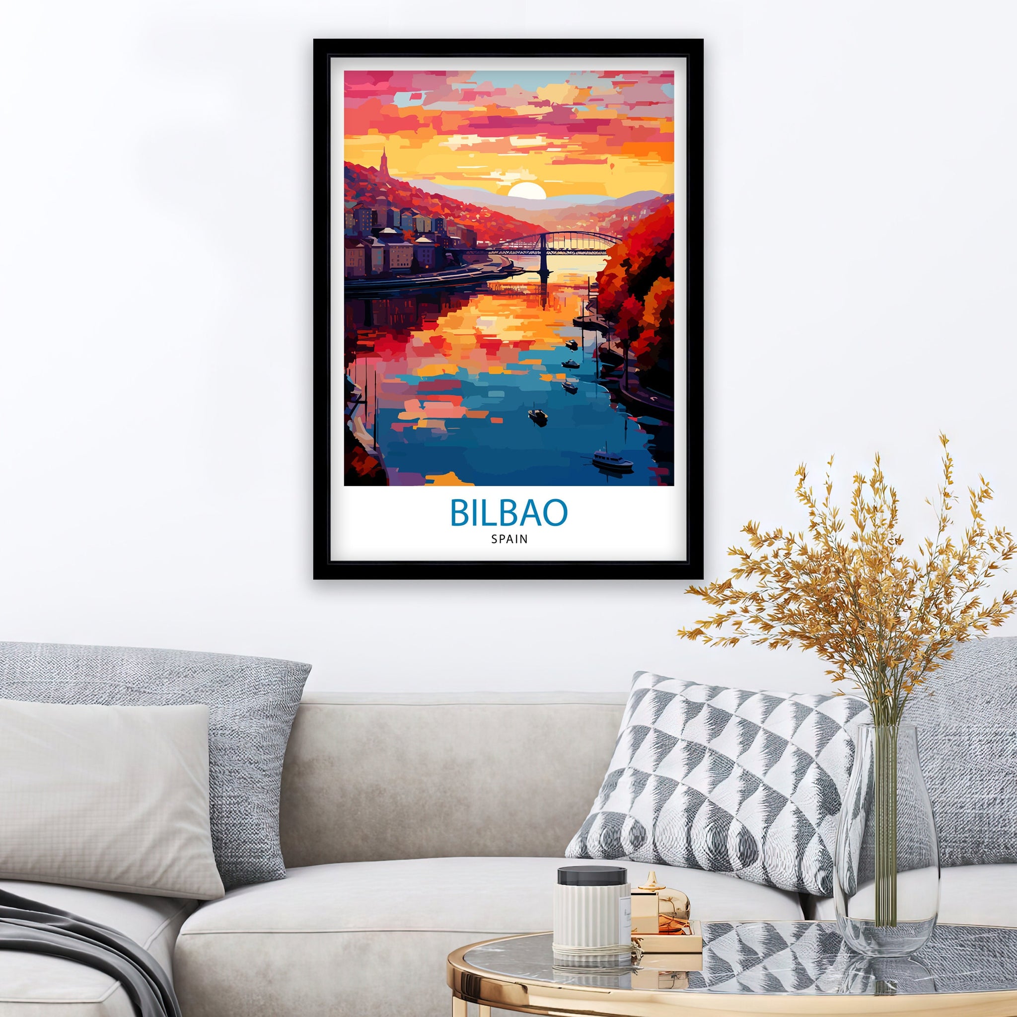 Bilbao Spain Travel Print Bilbao Wall Decor Bilbao Home Living Decor Bilbao Illustration Travel Poster Gift For Bilbao Spain Home Decor