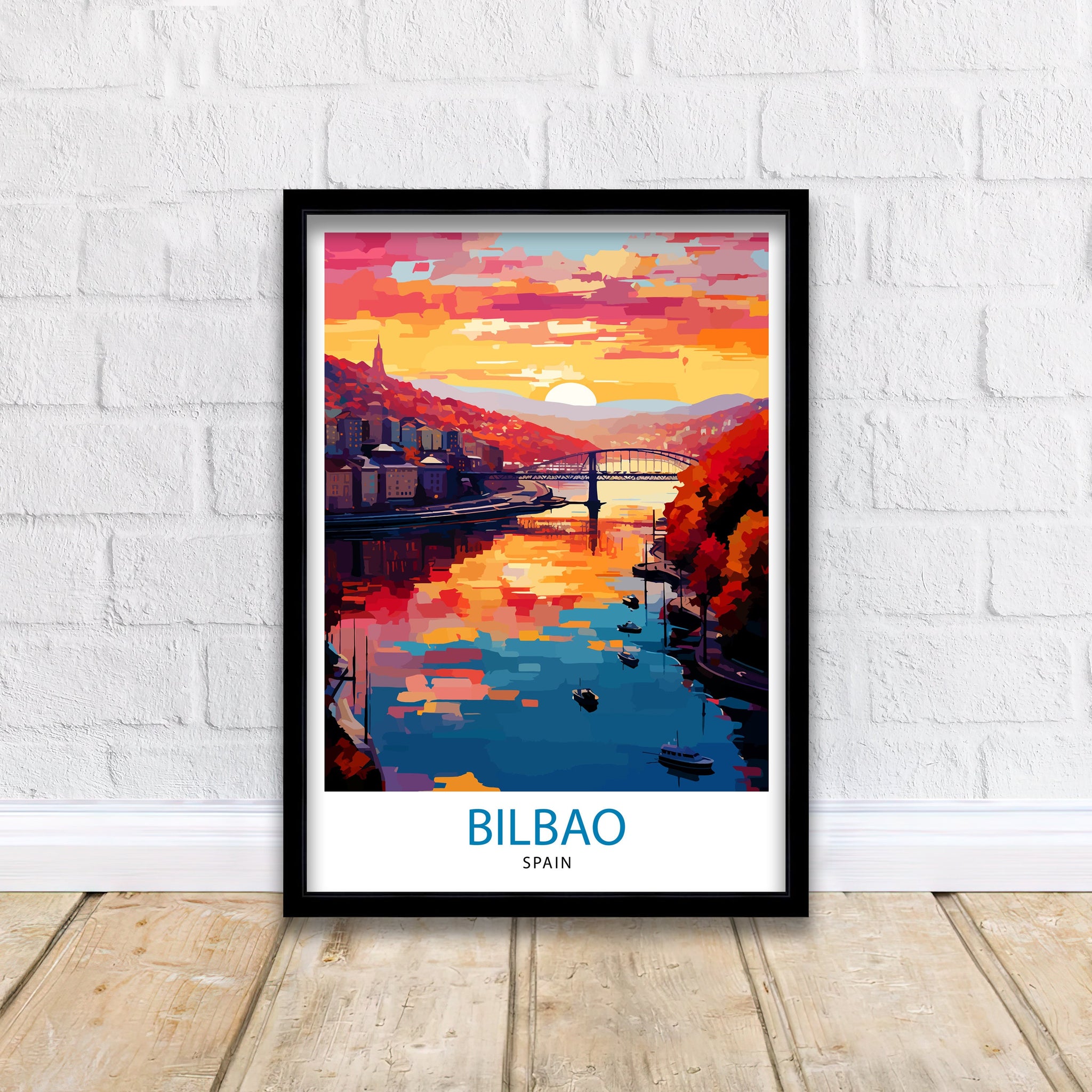Bilbao Spain Travel Print Bilbao Wall Decor Bilbao Home Living Decor Bilbao Illustration Travel Poster Gift For Bilbao Spain Home Decor