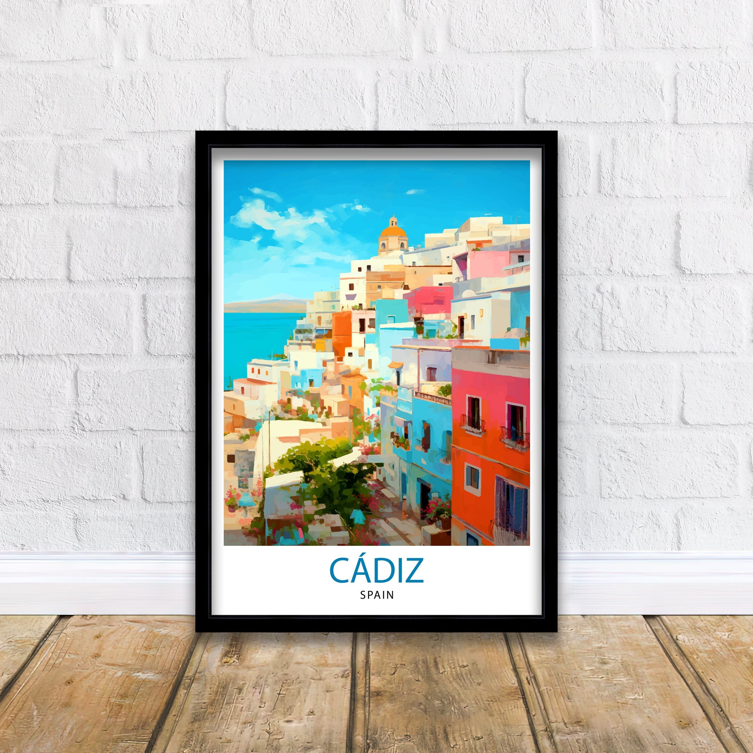 Cadiz Spain Travel Print Cadiz Wall Decor Cadiz Home Living Decor Cadiz Illustration Travel Poster Gift for Cadiz Spain Home Decor
