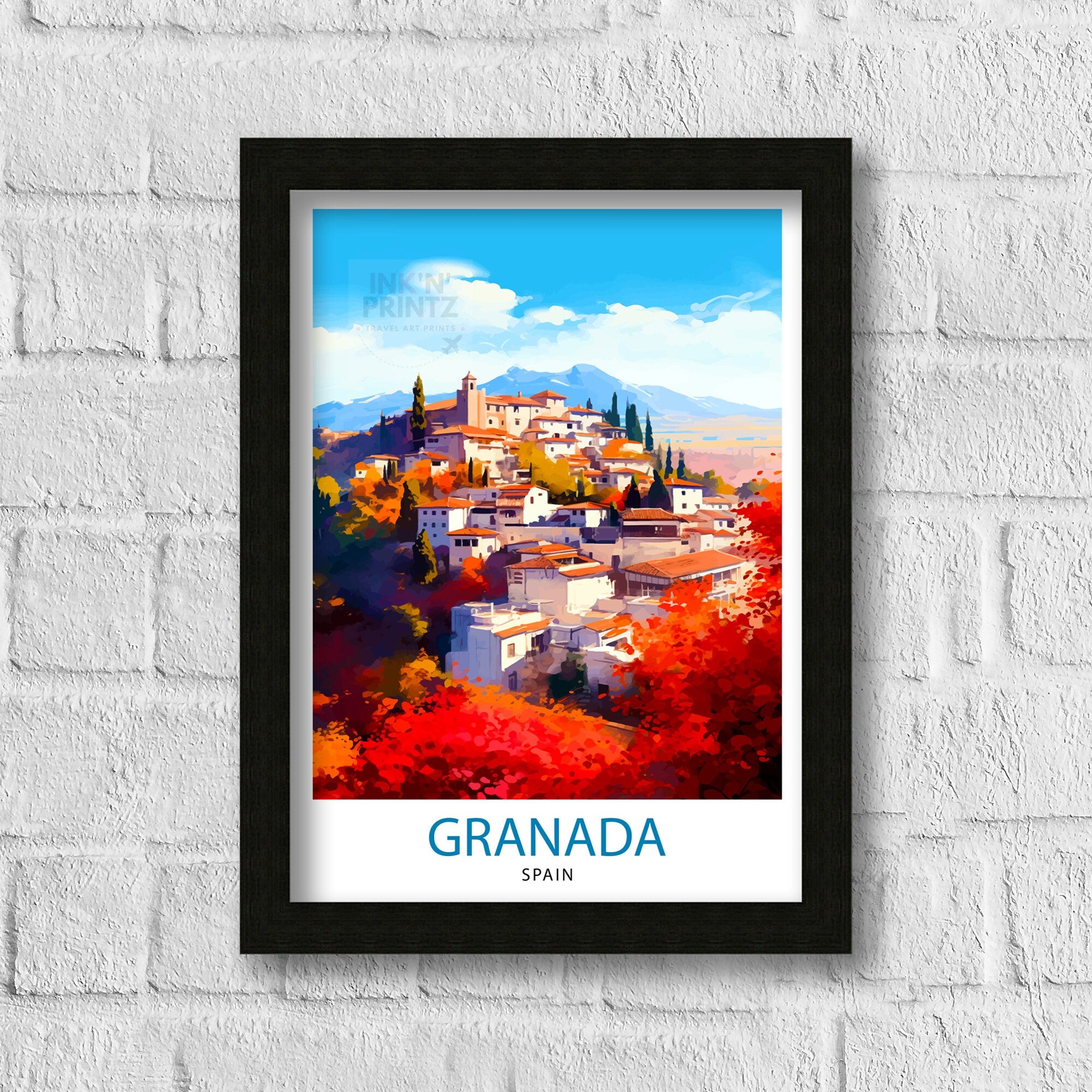 Granada Spain Travel Print Granada Wall Art Spain Travel Poster Granada Home Decor Granada Spain Illustration Travel Prints