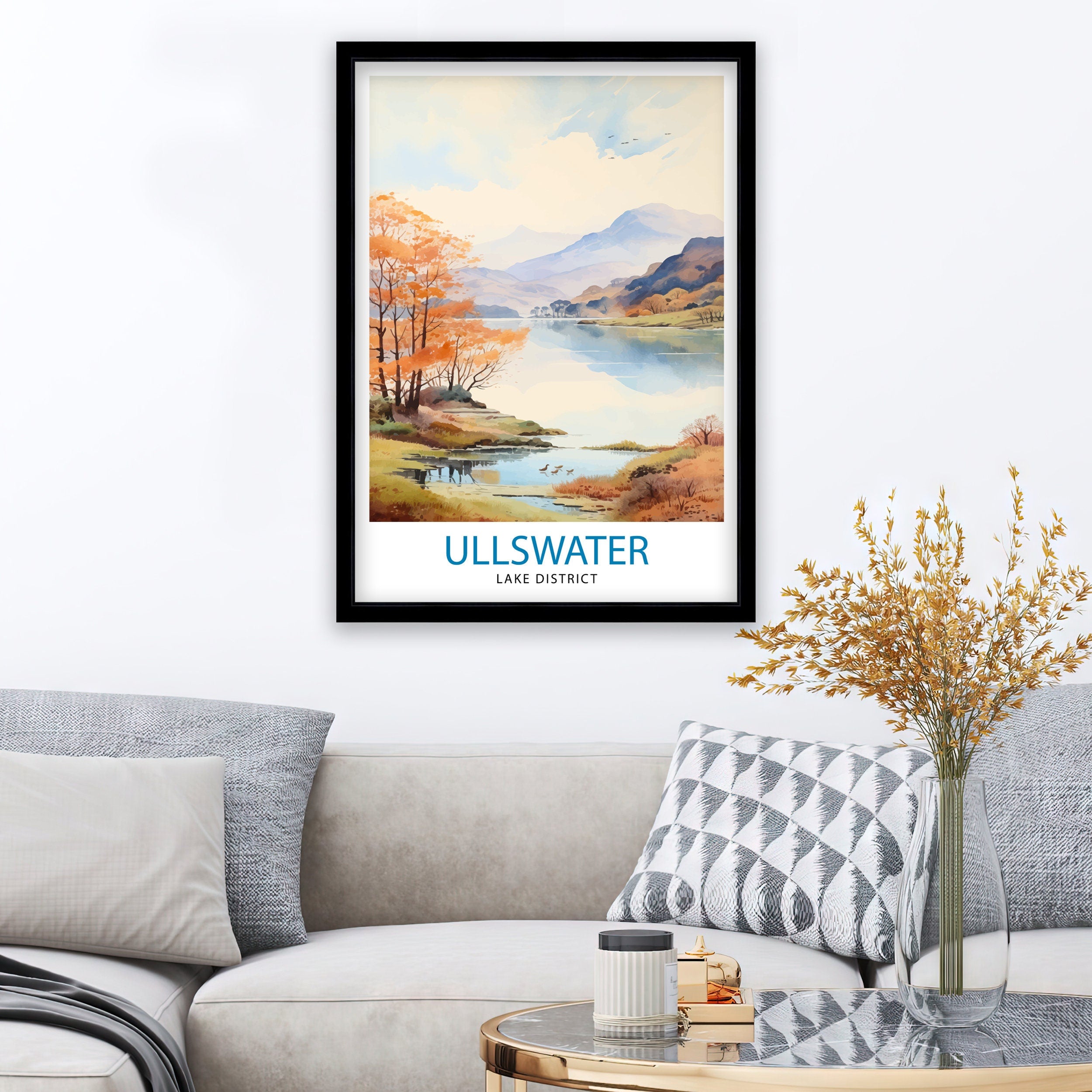 Ullswater Lake District Travel Print Lake District Wall Decor Ullswater Home Living Decor Ullswater Illustration Travel Poster Gift for