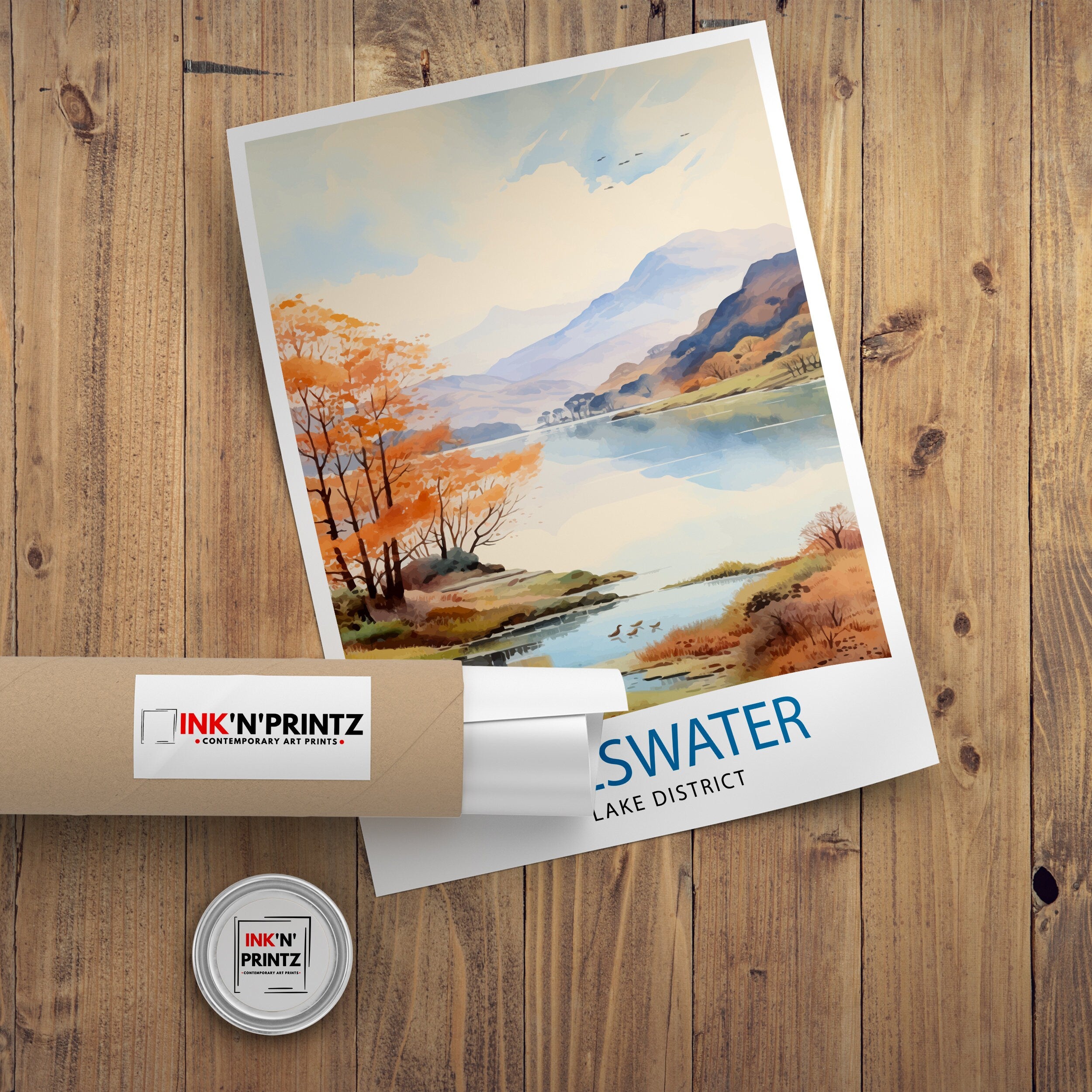 Ullswater Lake District Travel Print Lake District Wall Decor Ullswater Home Living Decor Ullswater Illustration Travel Poster Gift for