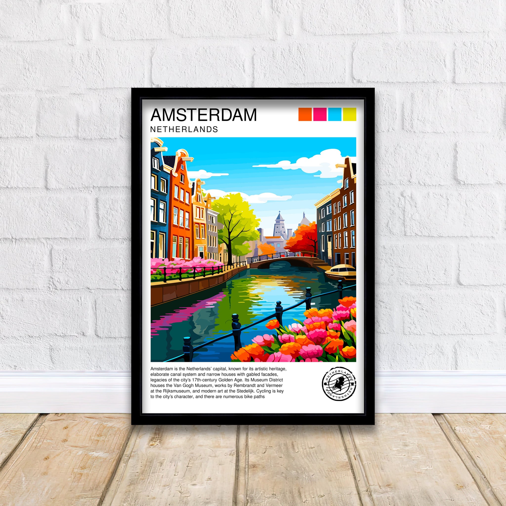 Amsterdam Travel Print Amsterdam Wall Art Amsterdam Home Decor Amsterdam Illustration Travel Poster Netherlands Print Gift for Amsterdam