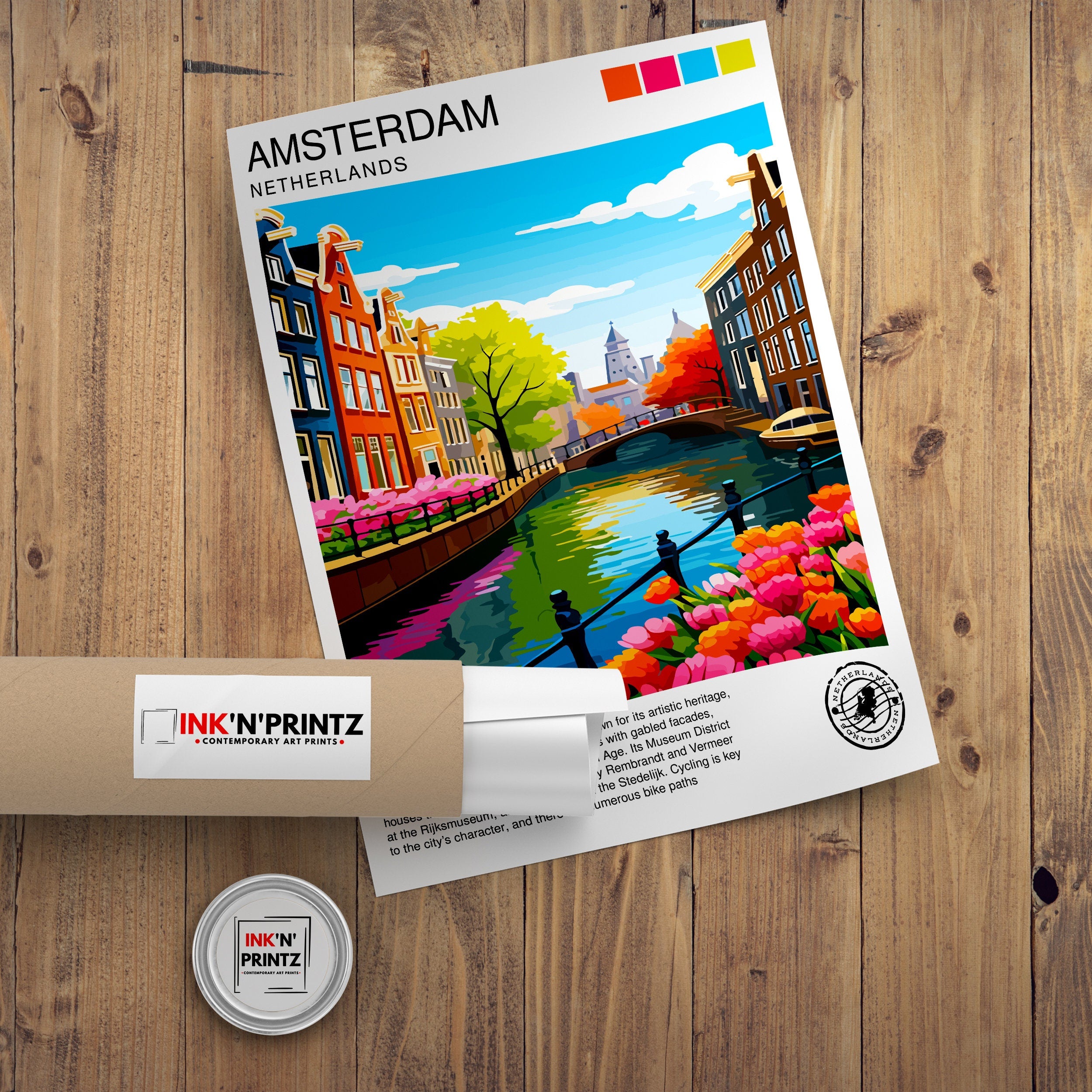 Amsterdam Travel Print Amsterdam Wall Art Amsterdam Home Decor Amsterdam Illustration Travel Poster Netherlands Print Gift for Amsterdam