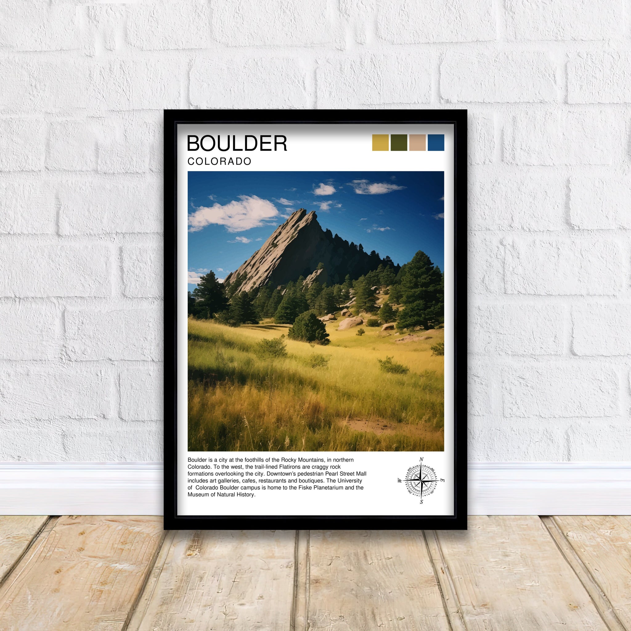 Boulder Colorado Travel Print| Colorado Wall Decor Boulder Poster Rocky Mountain Travel Prints Colorado Art Print Boulder Illustration