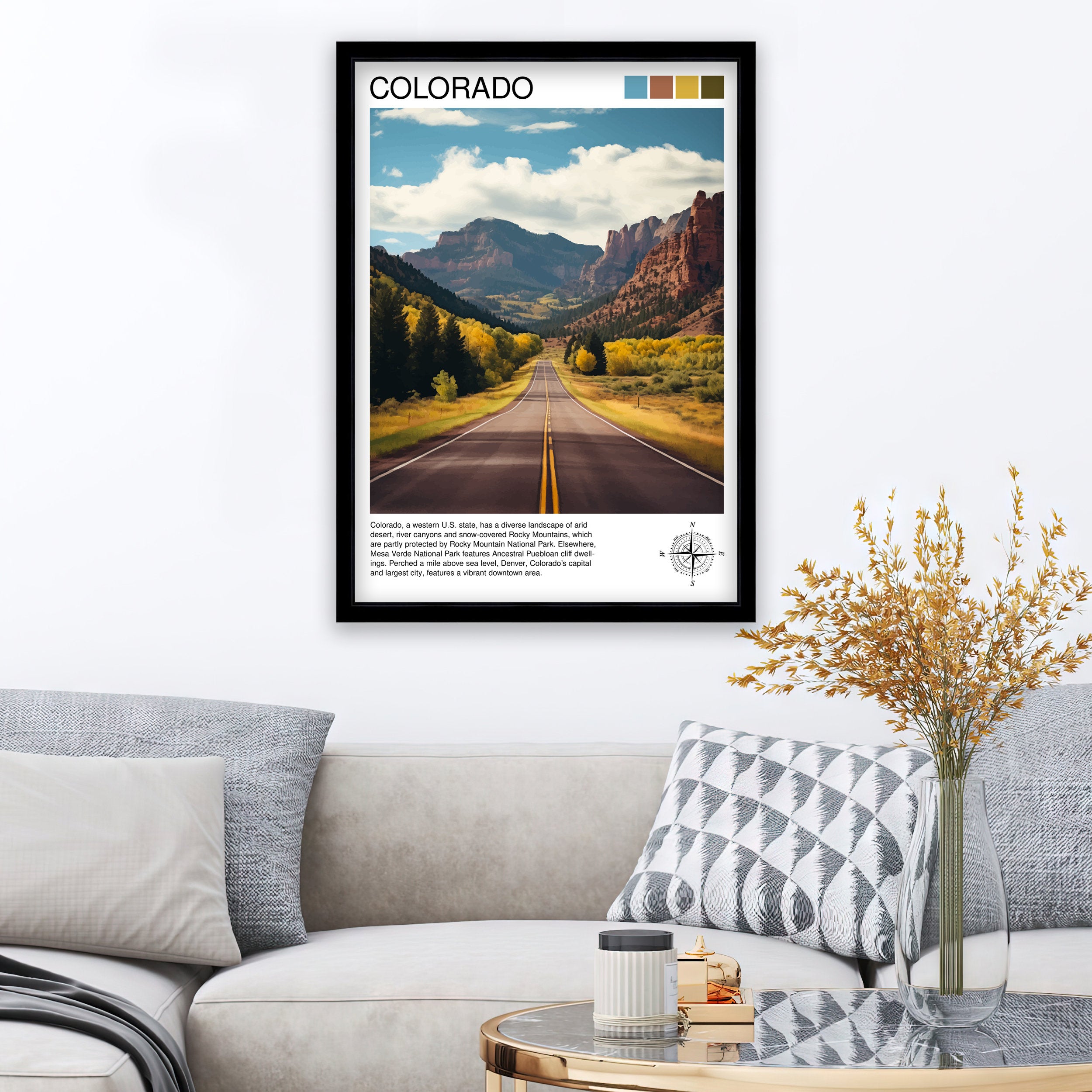 Colorado Travel Print| Colorado Wall Decor Colorado Poster USA Travel Prints Colorado Art Print Colorado Illustration Colorado Wall Art