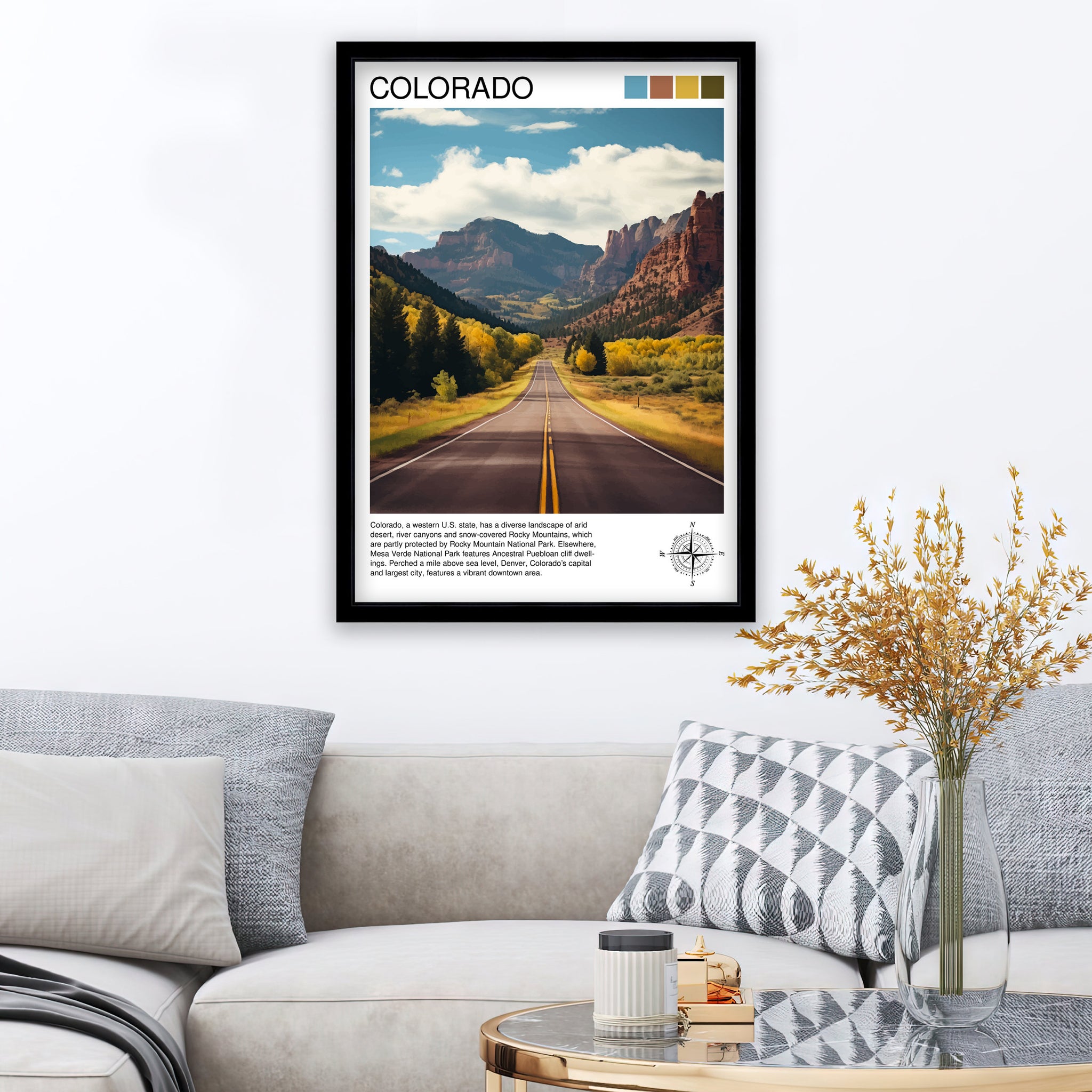 Colorado Travel Print| Colorado Wall Decor Colorado Poster USA Travel Prints Colorado Art Print Colorado Illustration Colorado Wall Art
