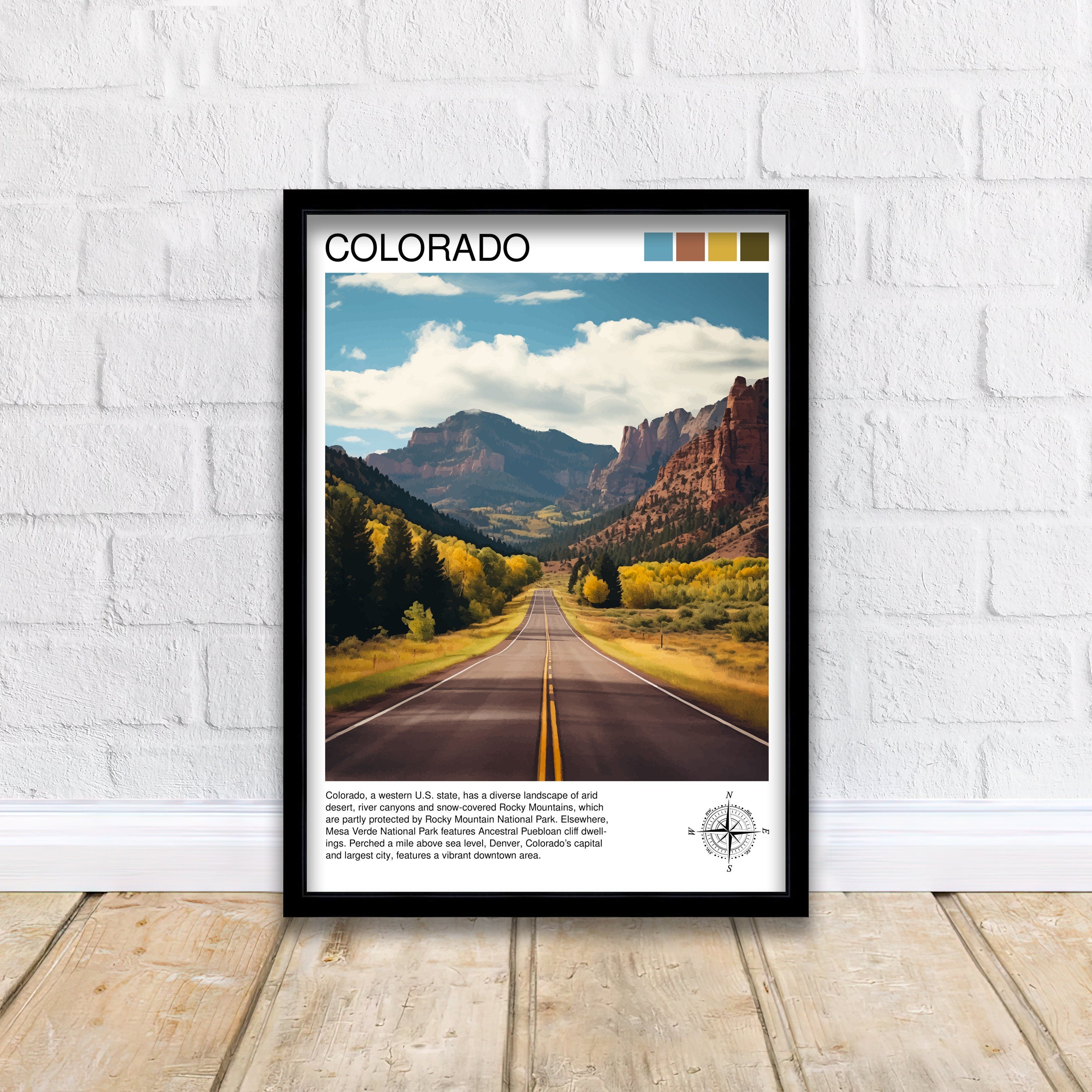 Colorado Travel Print| Colorado Wall Decor Colorado Poster USA Travel Prints Colorado Art Print Colorado Illustration Colorado Wall Art