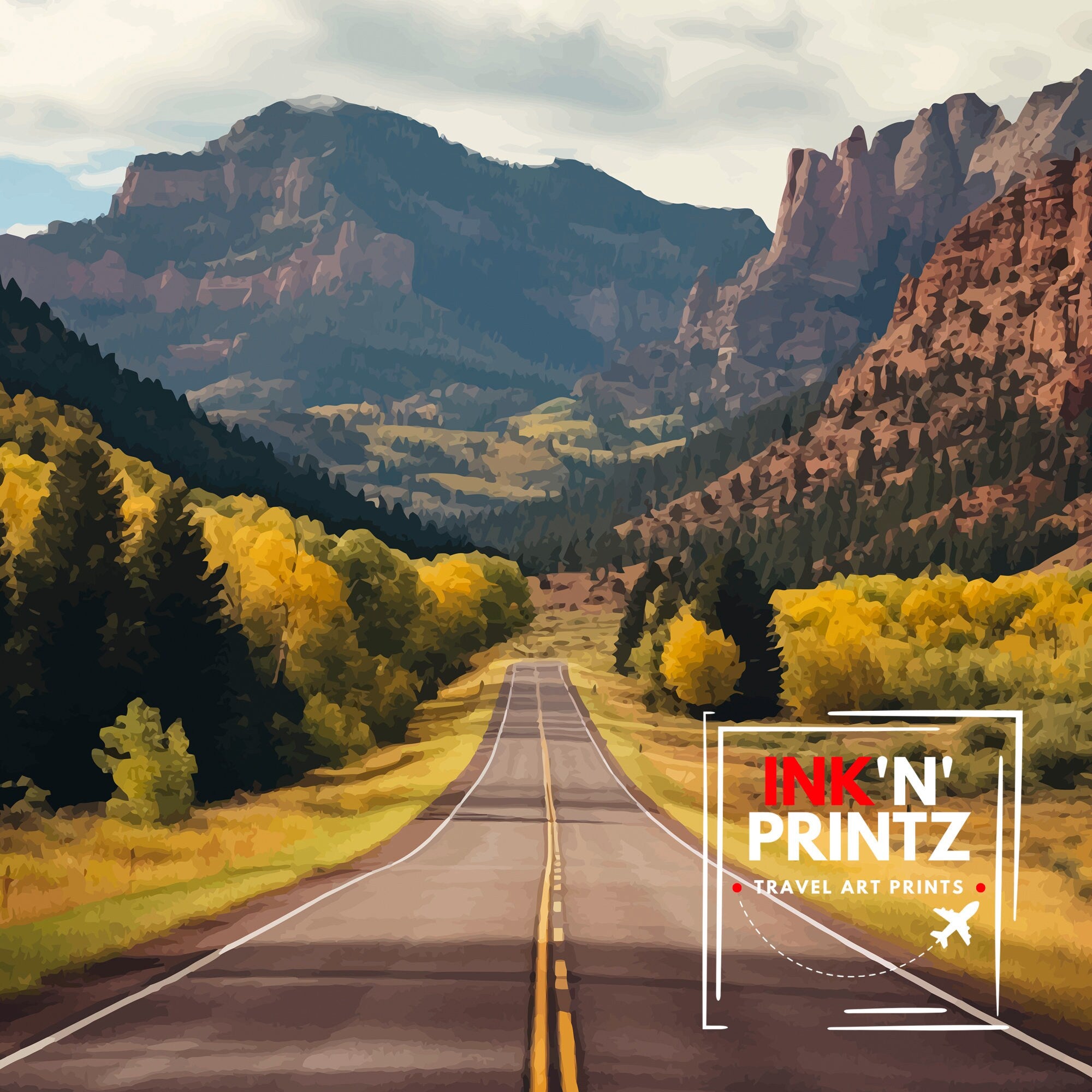 Colorado Travel Print| Colorado Wall Decor Colorado Poster USA Travel Prints Colorado Art Print Colorado Illustration Colorado Wall Art