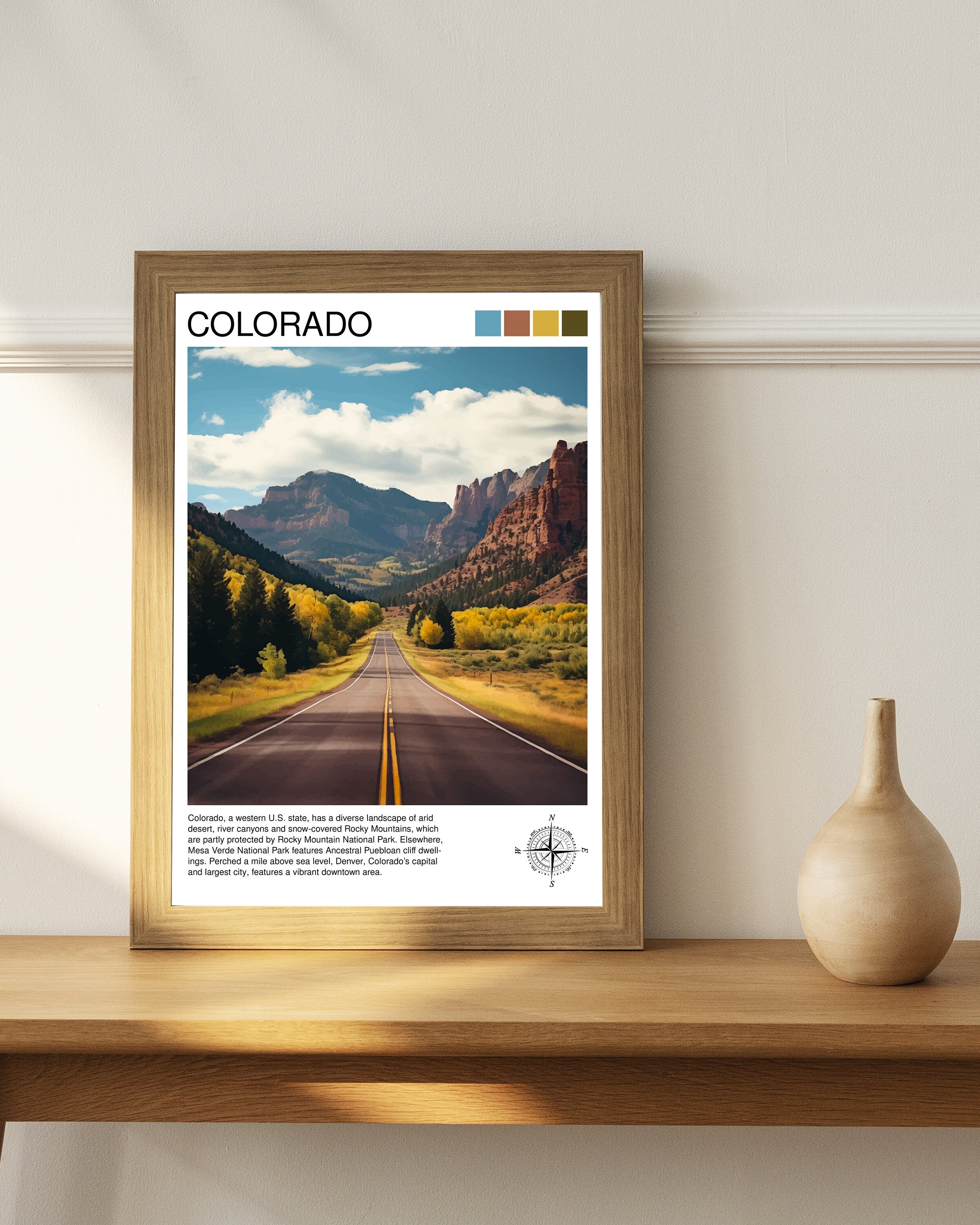 Colorado Travel Print| Colorado Wall Decor Colorado Poster USA Travel Prints Colorado Art Print Colorado Illustration Colorado Wall Art