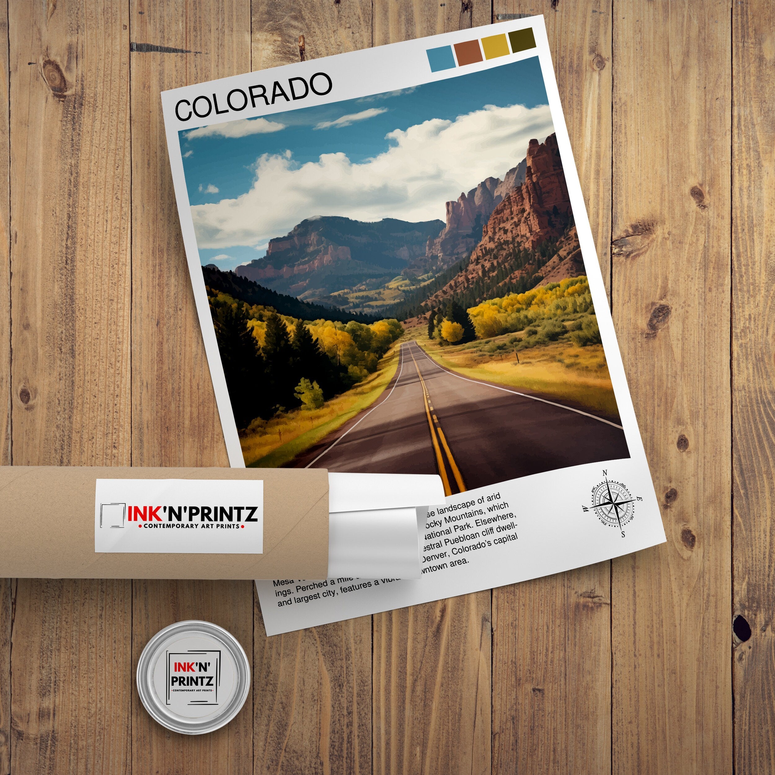Colorado Travel Print| Colorado Wall Decor Colorado Poster USA Travel Prints Colorado Art Print Colorado Illustration Colorado Wall Art
