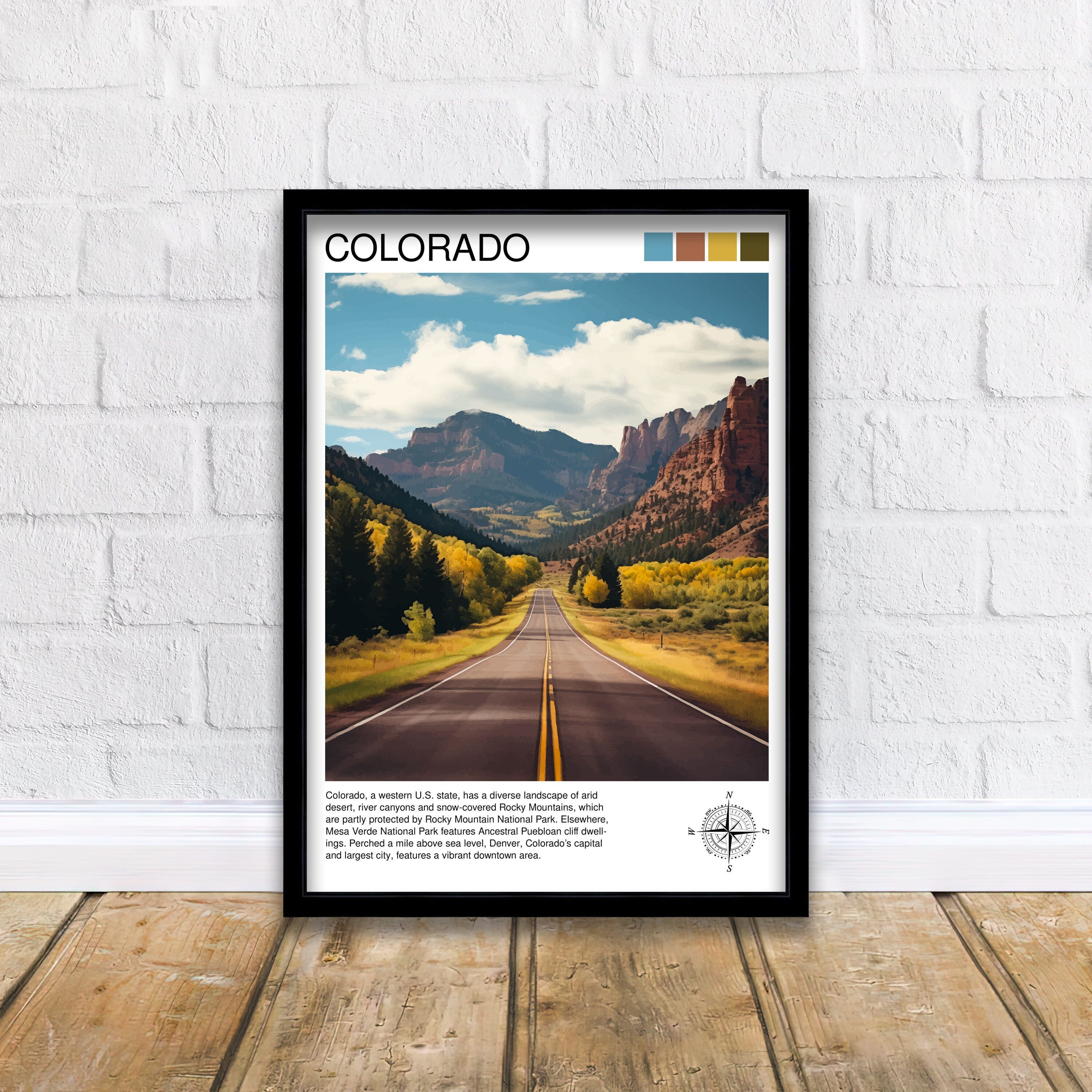 Colorado Travel Print| Colorado Wall Decor Colorado Poster USA Travel Prints Colorado Art Print Colorado Illustration Colorado Wall Art