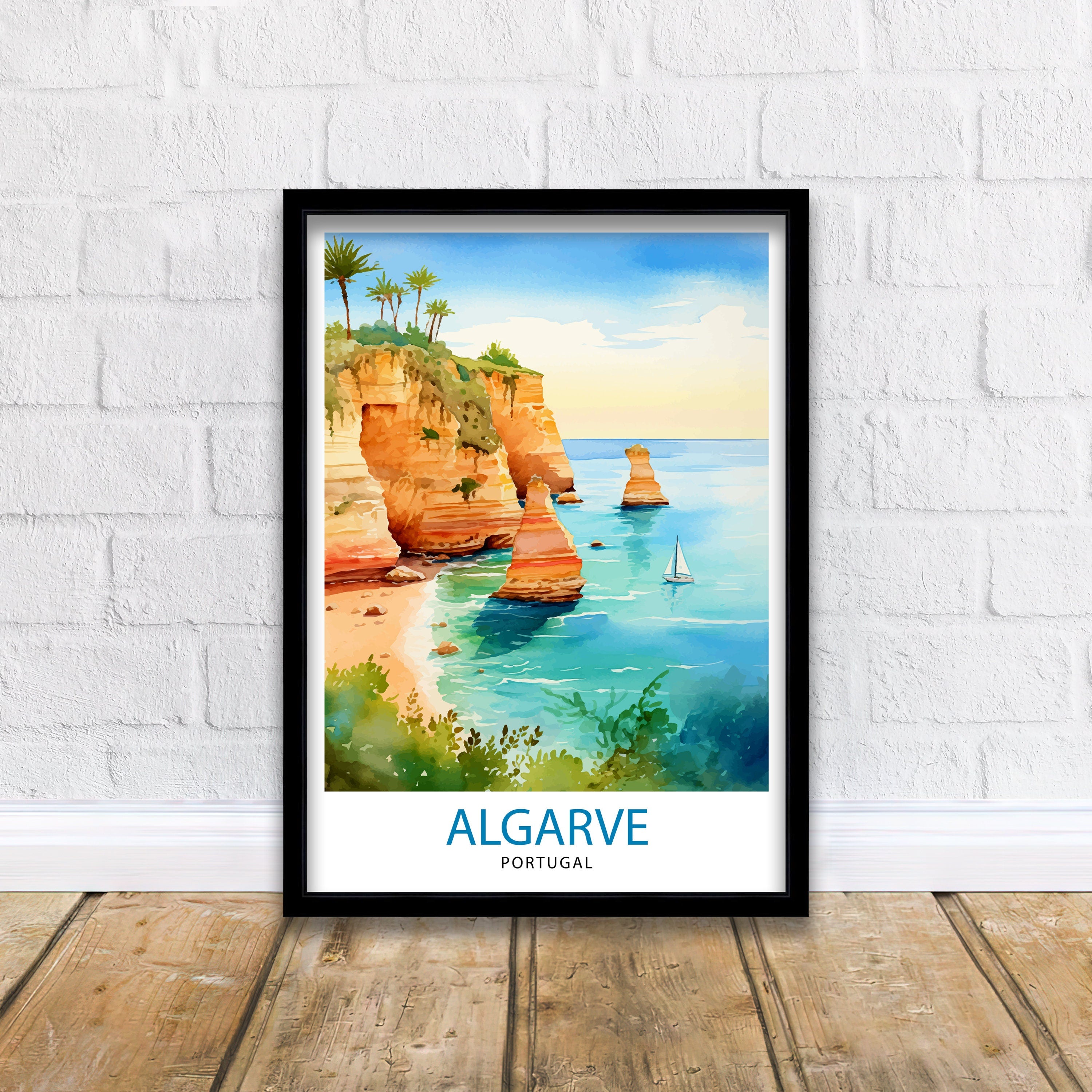 Algarve Portugal Travel Print Algarve Wall Decor Algarve Poster Portugal Travel Prints Algarve Art Print Algarve Illustration Algarve Wall