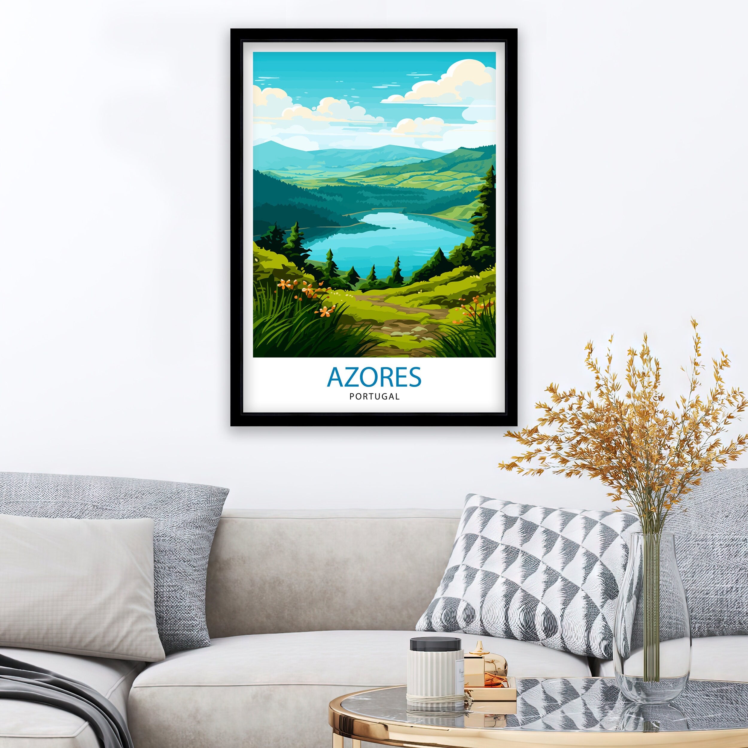 Azores Portugal Print Azores Wall Decor Azores Poster Azores Art Print Azores Wall Art Gift for Azores Travel Azores Home Decor