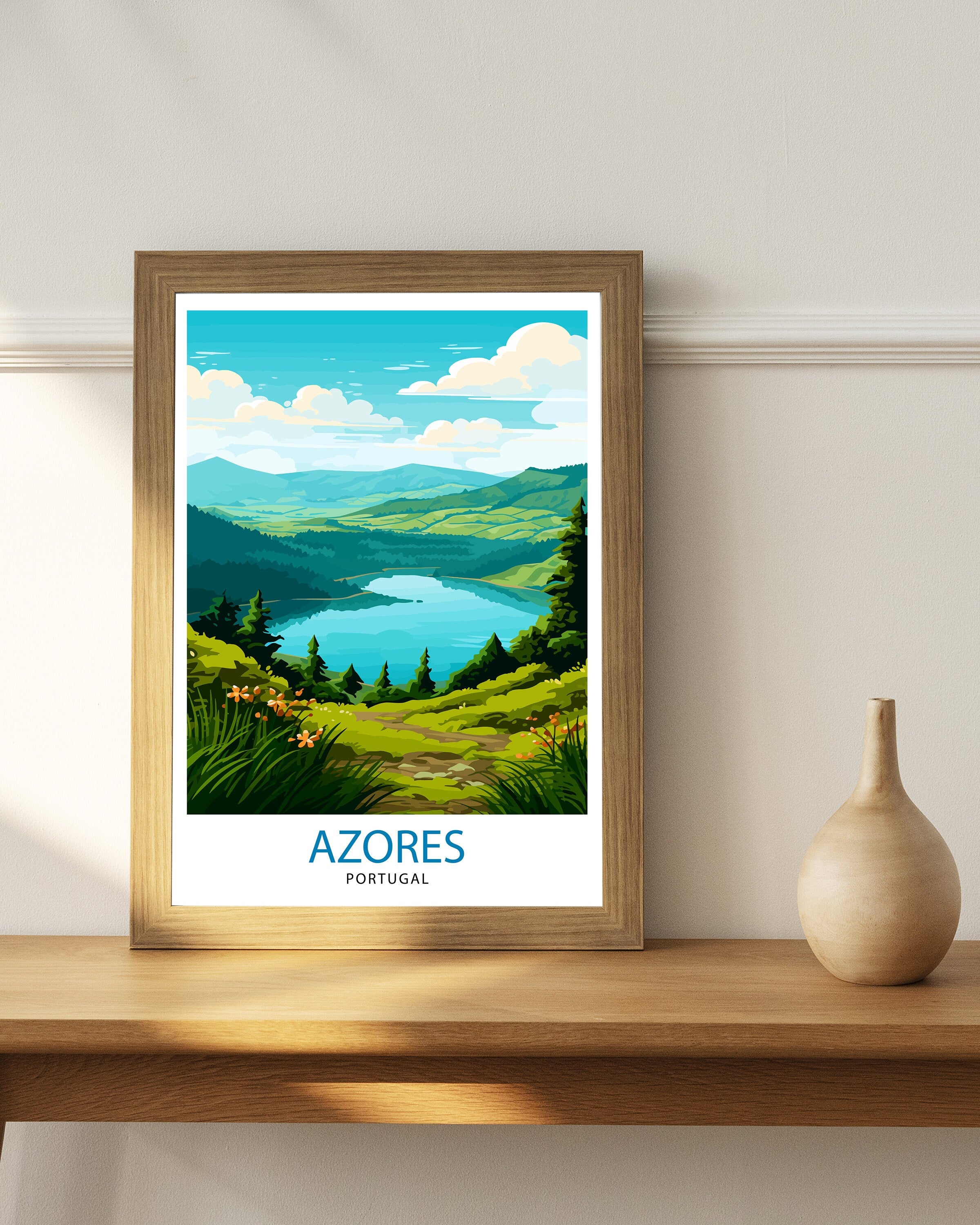 Azores Portugal Print Azores Wall Decor Azores Poster Azores Art Print Azores Wall Art Gift for Azores Travel Azores Home Decor