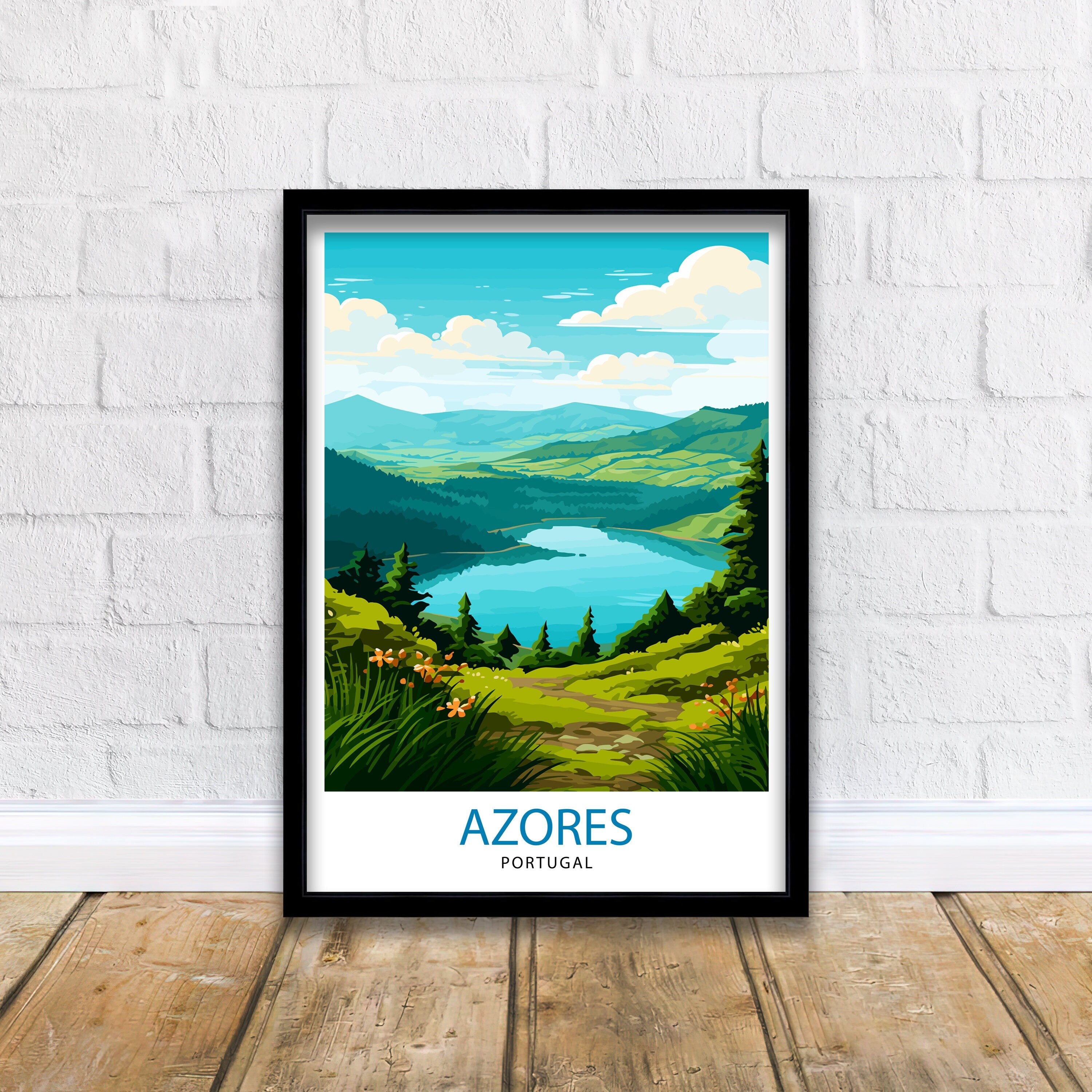 Azores Portugal Print Azores Wall Decor Azores Poster Azores Art Print Azores Wall Art Gift for Azores Travel Azores Home Decor