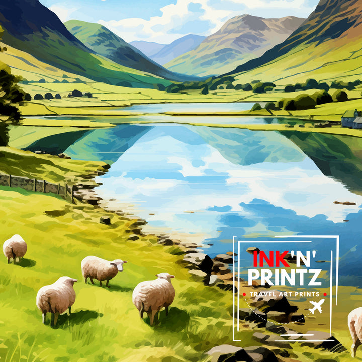 Buttermere Lake District Travel Poster Buttermere