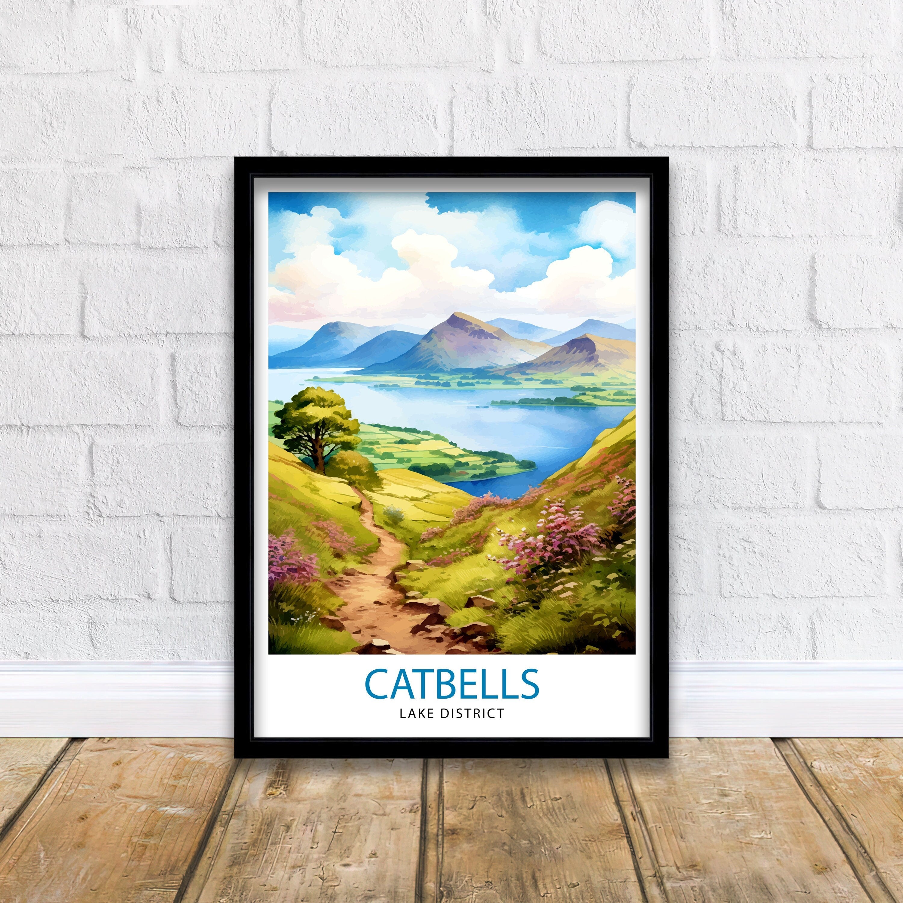 Cat Bells Cumbria Travel Print Wall Decor Home Living Decor Cumbria Illustration Travel Poster Gift For Hikers UK Home Decor