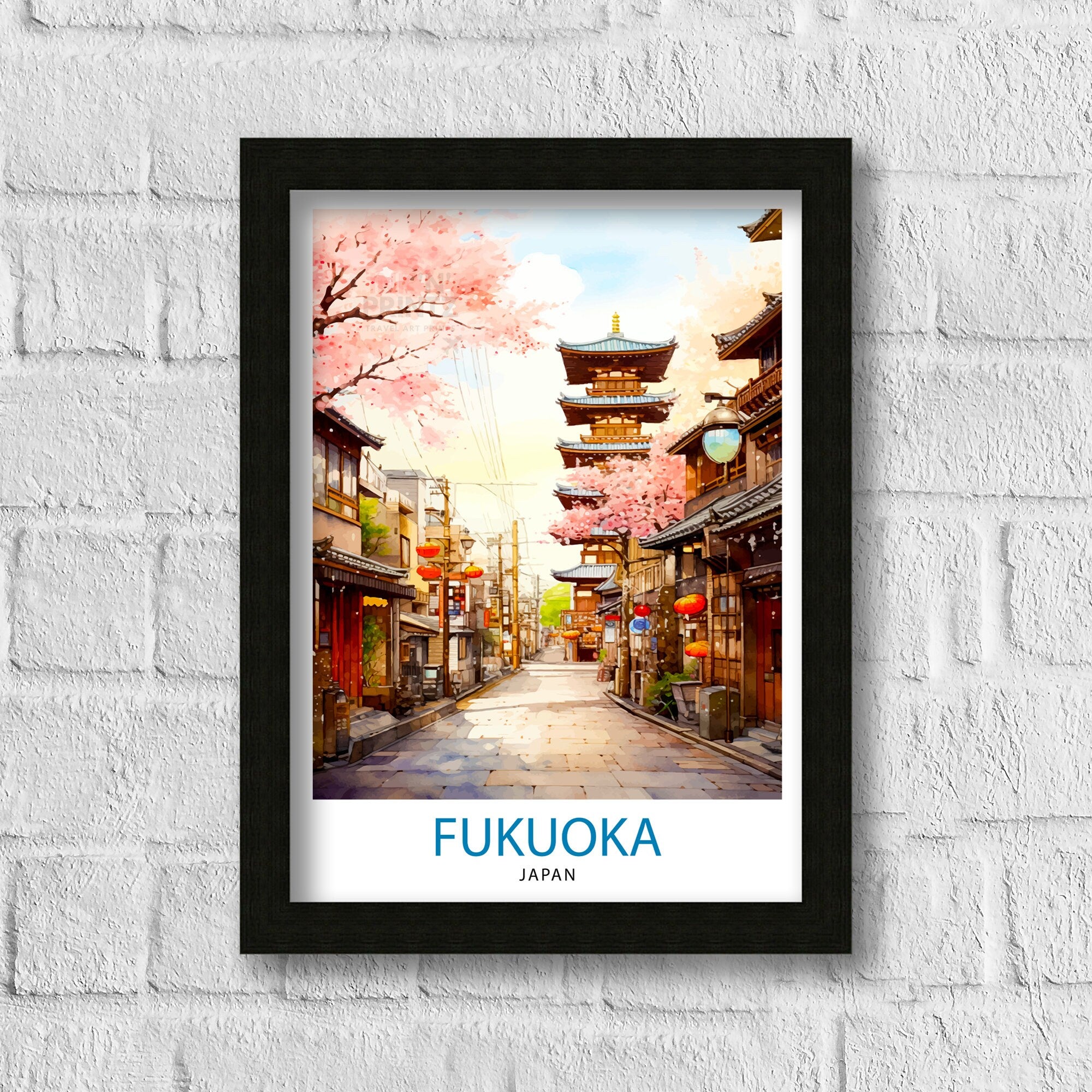 Fukuoka Japan Travel Print Fukuoka Wall Decor Fukuoka Poster Japan Travel Prints Fukuoka Art Print Fukuoka Illustration Fukuoka Wall Art
