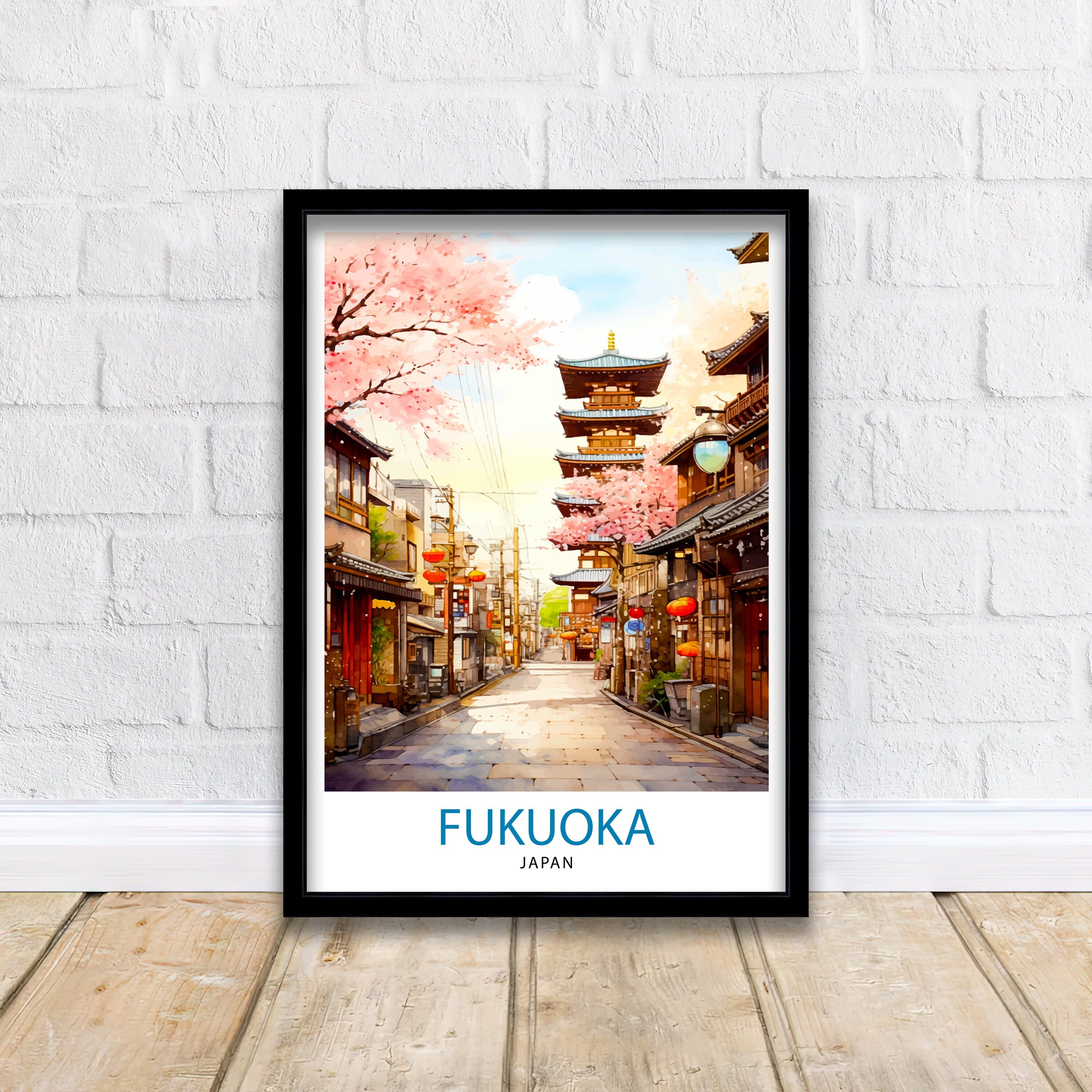 Fukuoka Japan Travel Print Fukuoka Wall Decor Fukuoka Poster Japan Travel Prints Fukuoka Art Print Fukuoka Illustration Fukuoka Wall Art
