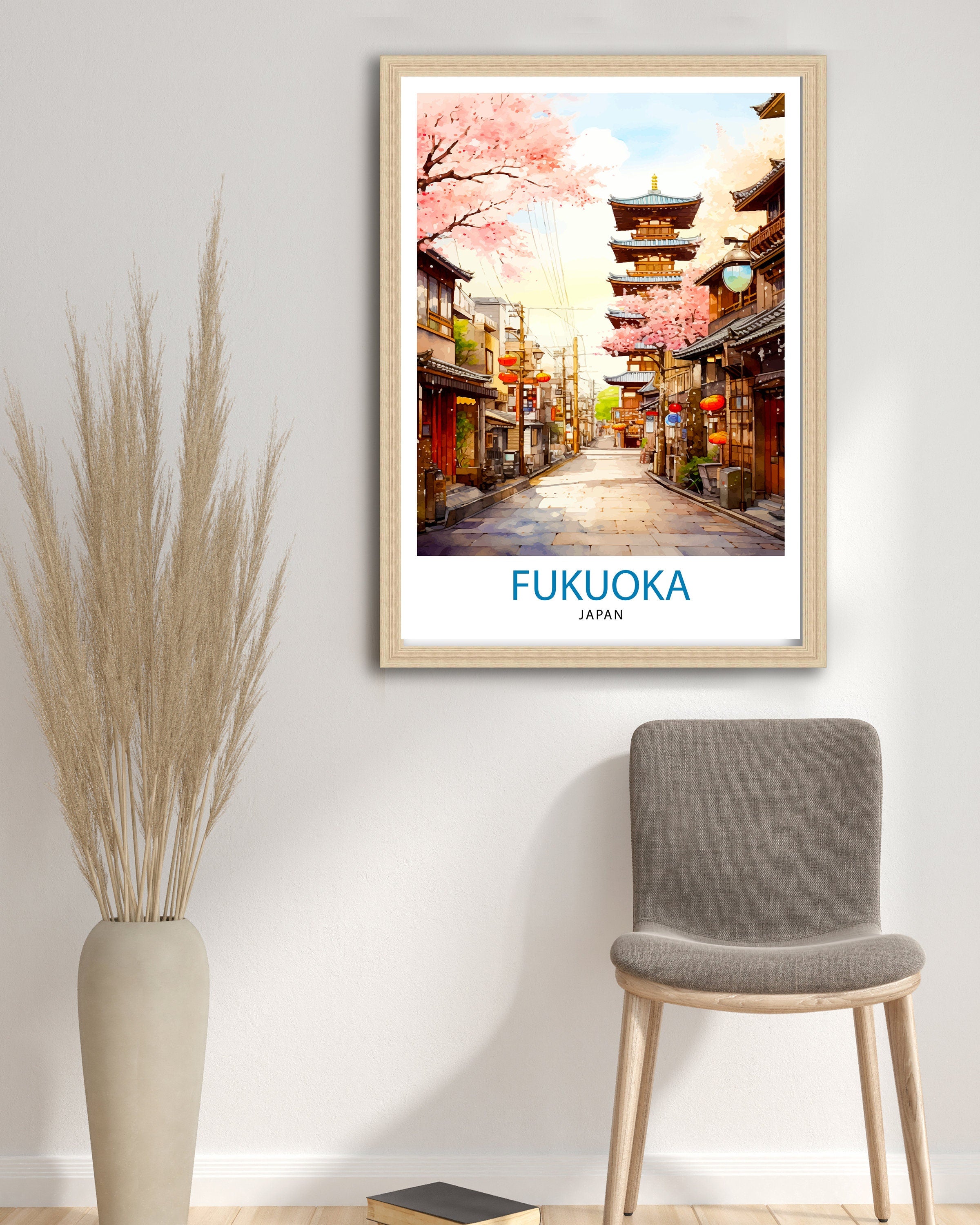 Fukuoka Japan Travel Print Fukuoka Wall Decor Fukuoka Poster Japan Travel Prints Fukuoka Art Print Fukuoka Illustration Fukuoka Wall Art