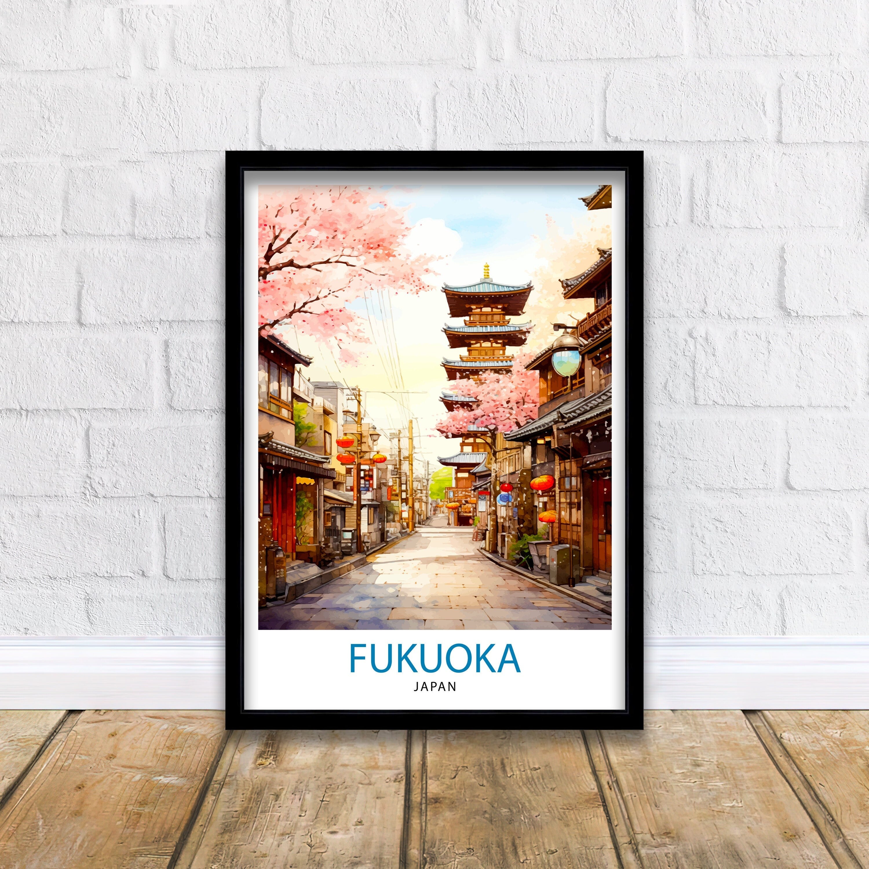 Fukuoka Japan Travel Print Fukuoka Wall Decor Fukuoka Poster Japan Travel Prints Fukuoka Art Print Fukuoka Illustration Fukuoka Wall Art