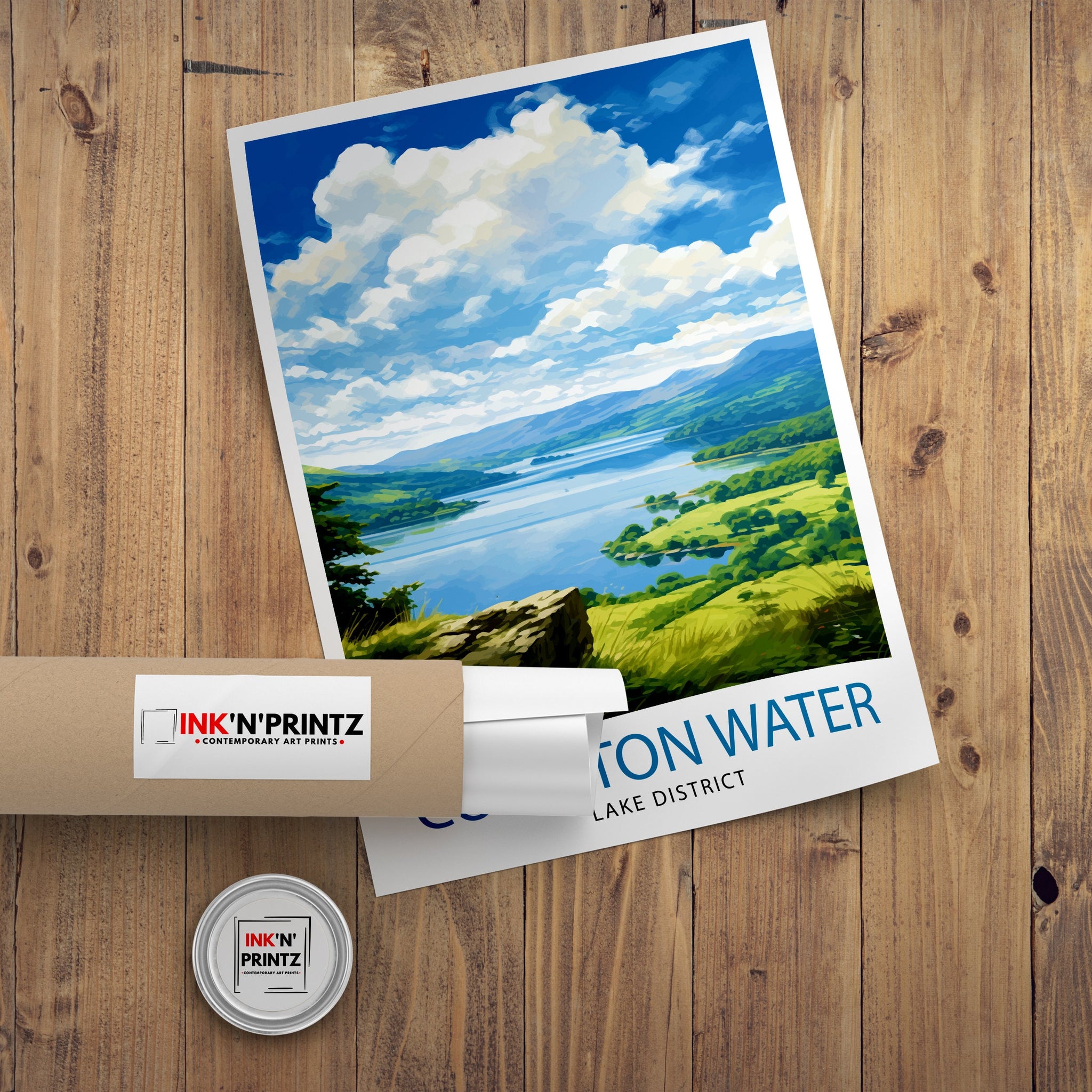 Coniston Water Lake District Travel Print Lake District Wall Decor Lake District Home Living Decor Coniston Water Illustration Travel Poster