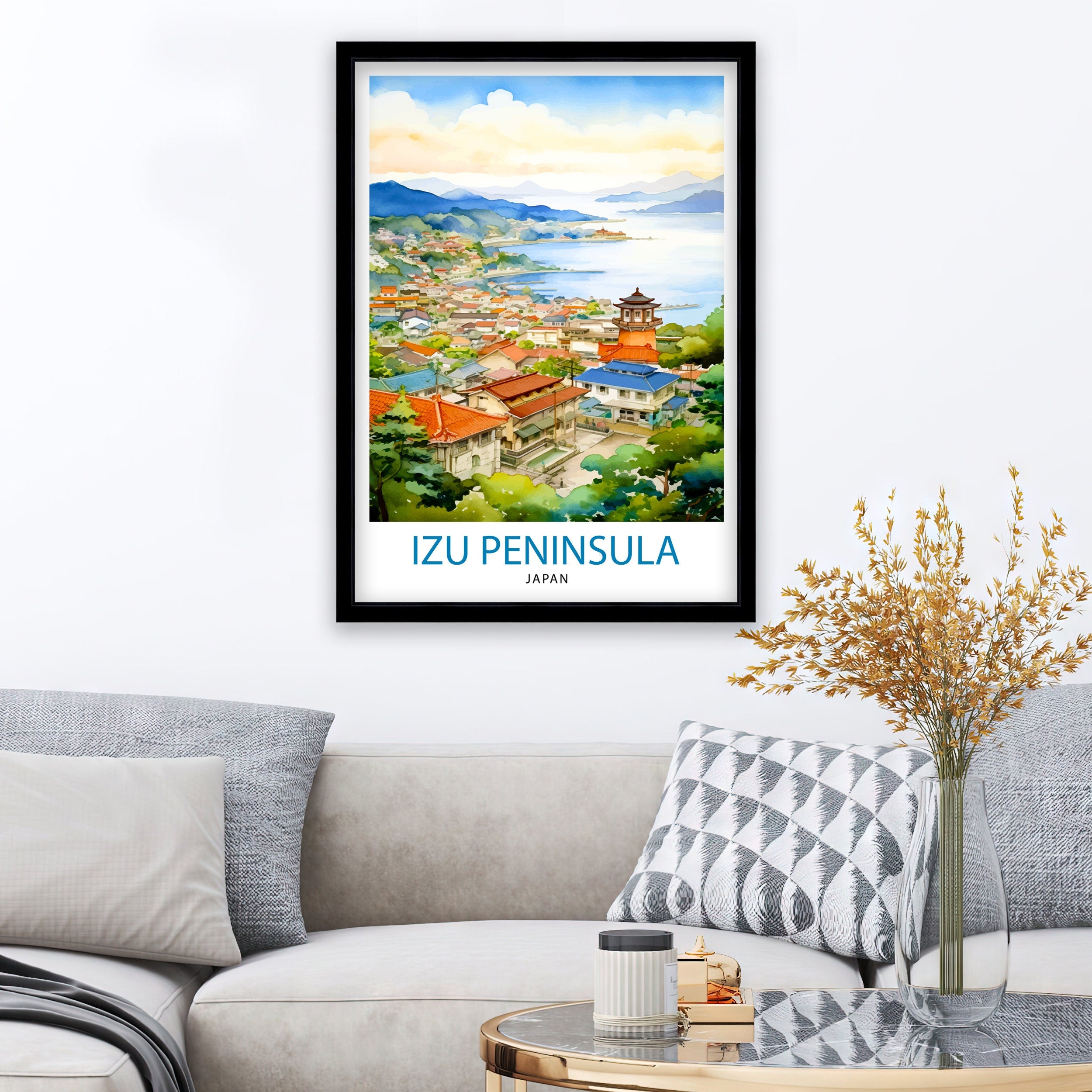 Izu Peninsula Japan Travel Print Izu Wall Decor Izu Poster Japan Travel Prints Izu Art Print Izu Illustration Izu Wall Art