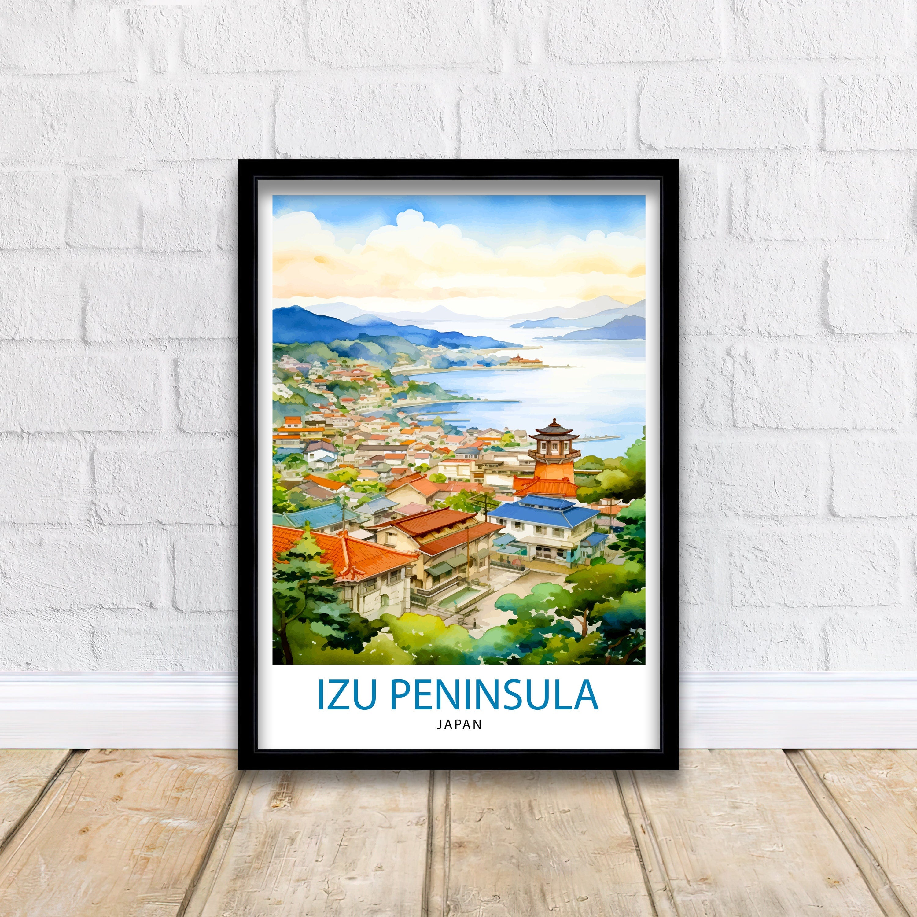 Izu Peninsula Japan Travel Print Izu Wall Decor Izu Poster Japan Travel Prints Izu Art Print Izu Illustration Izu Wall Art