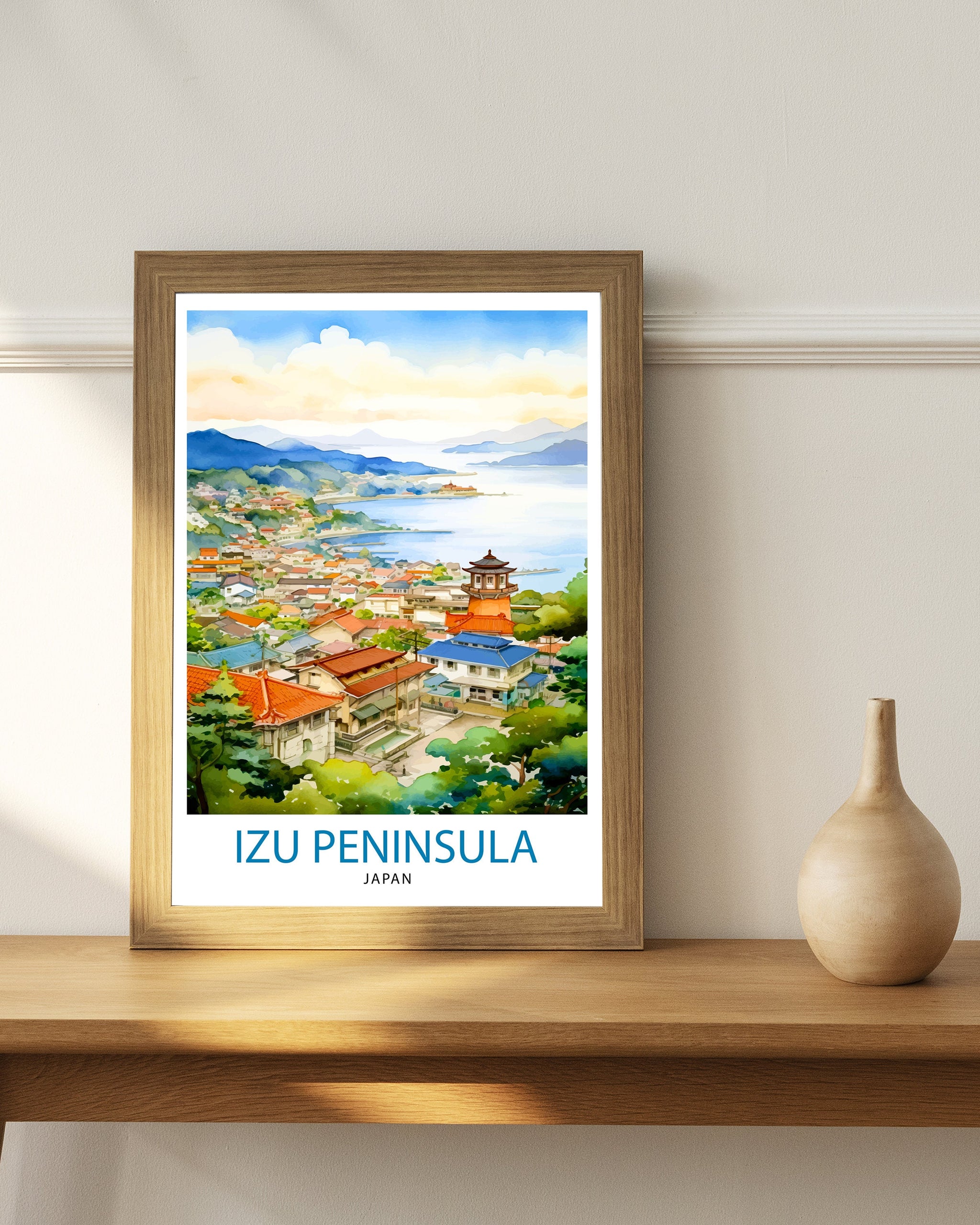 Izu Peninsula Japan Travel Print Izu Wall Decor Izu Poster Japan Travel Prints Izu Art Print Izu Illustration Izu Wall Art