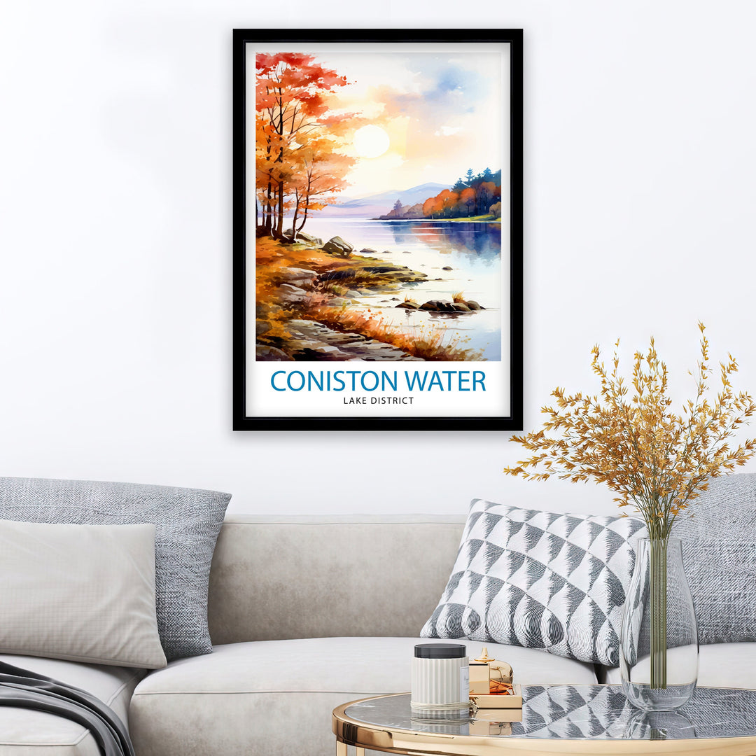 Coniston Water Lake District Travel Poster Lake District