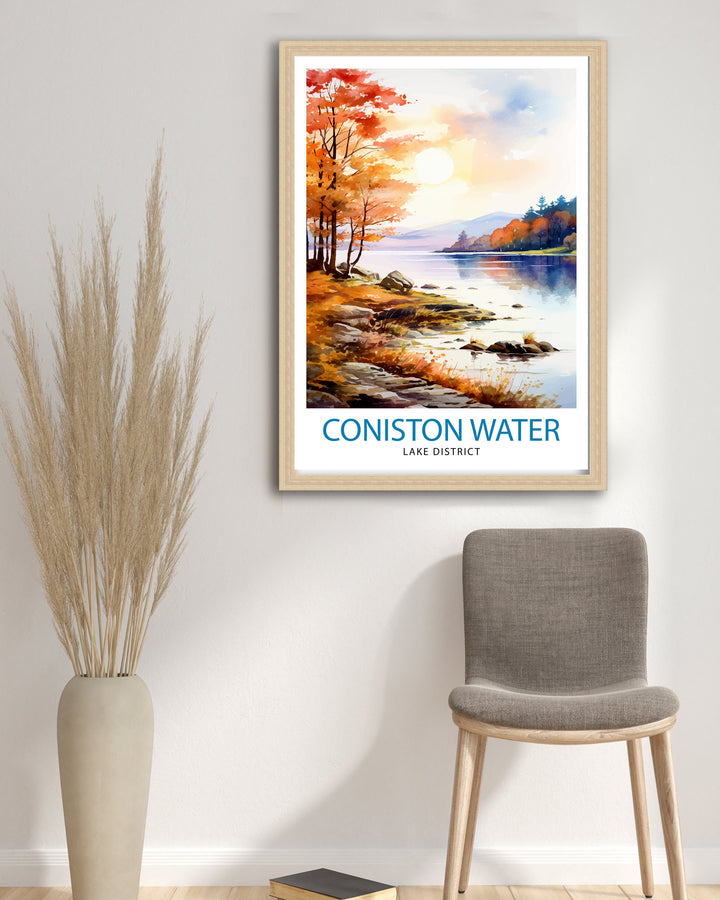 Coniston Water Lake District Travel Poster Lake District