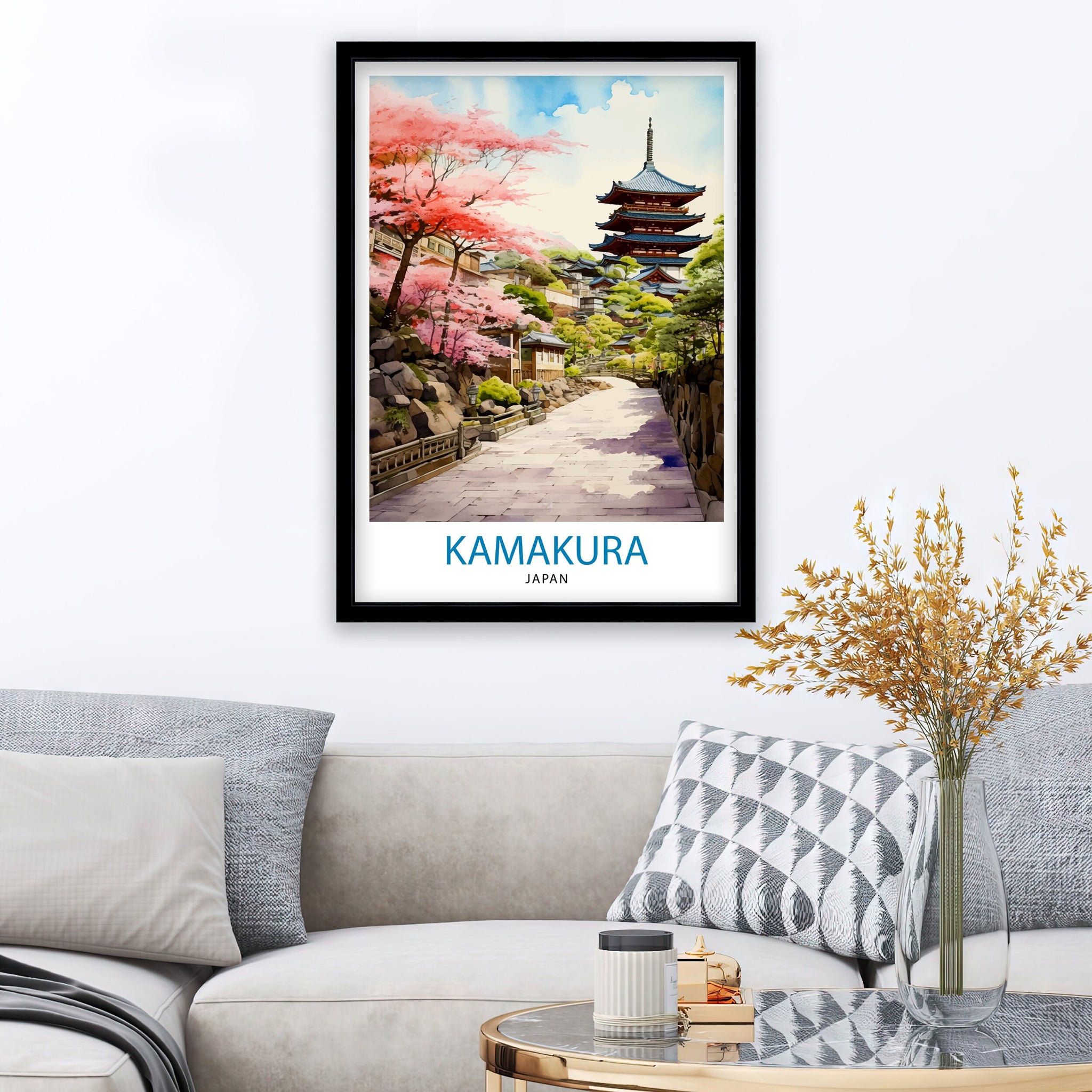 Kamakura Japan Travel Print | Temple & Bamboo Garden Wall Art
