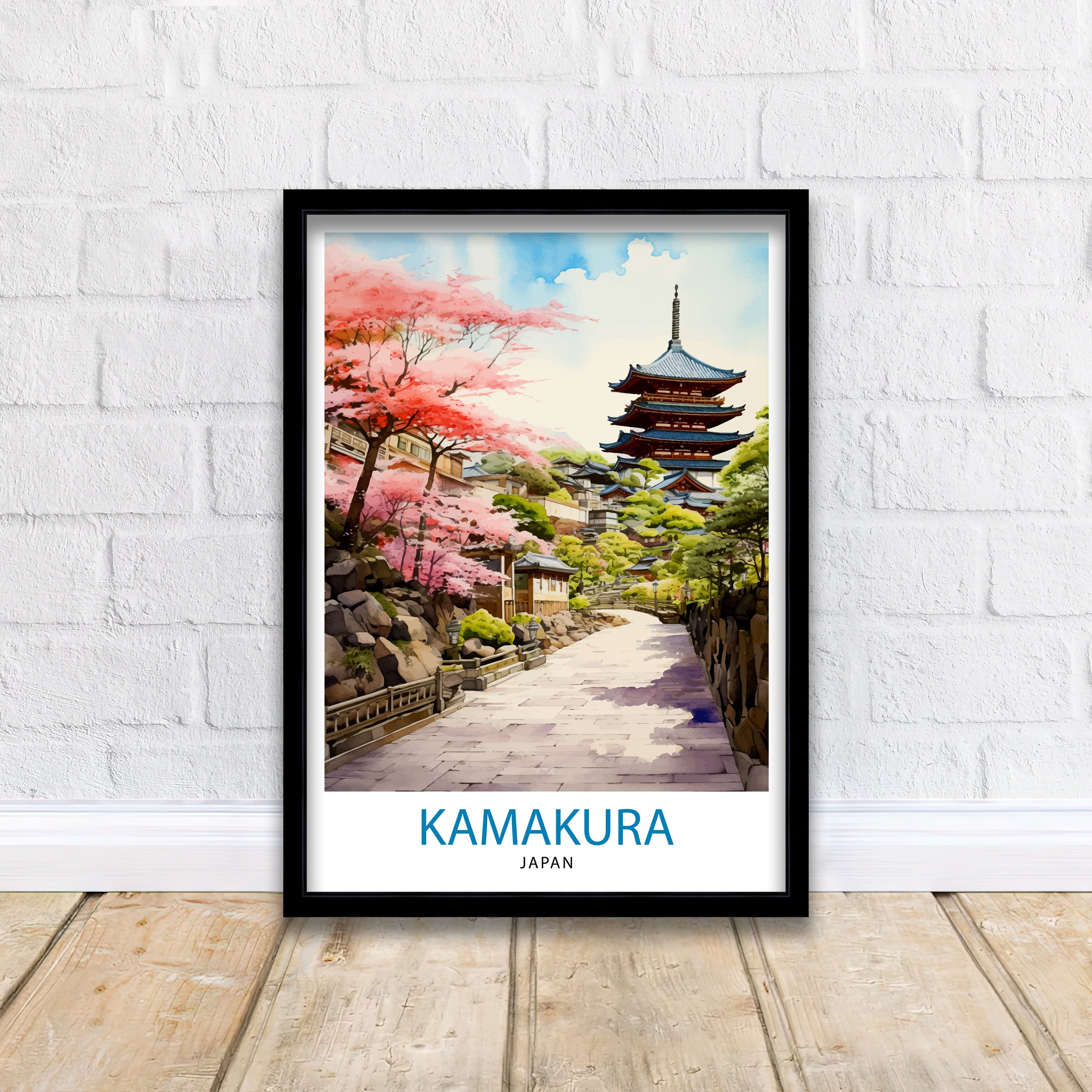 Kamakura Japan Travel Print | Temple & Bamboo Garden Wall Art