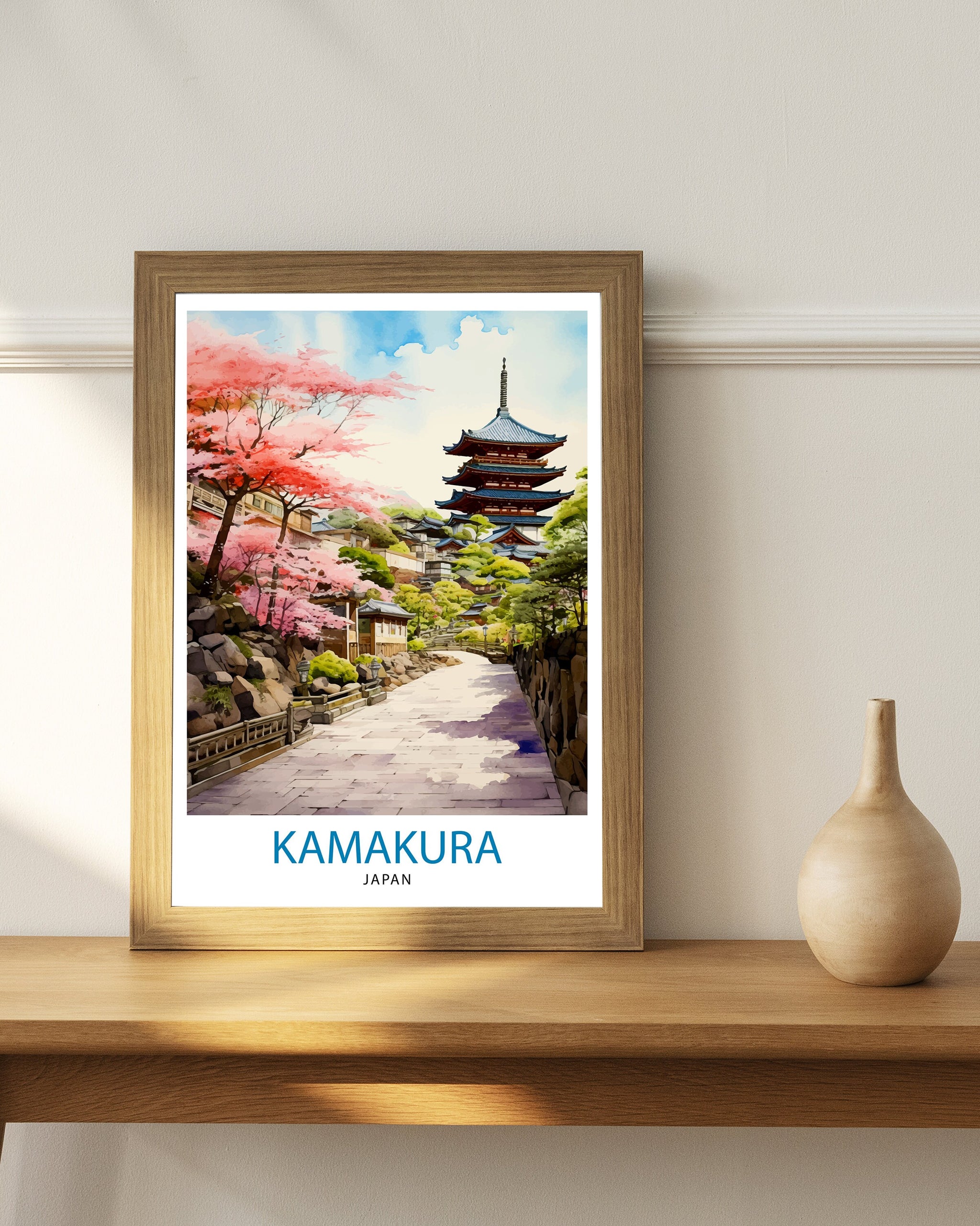 Kamakura Japan Travel Print | Temple & Bamboo Garden Wall Art