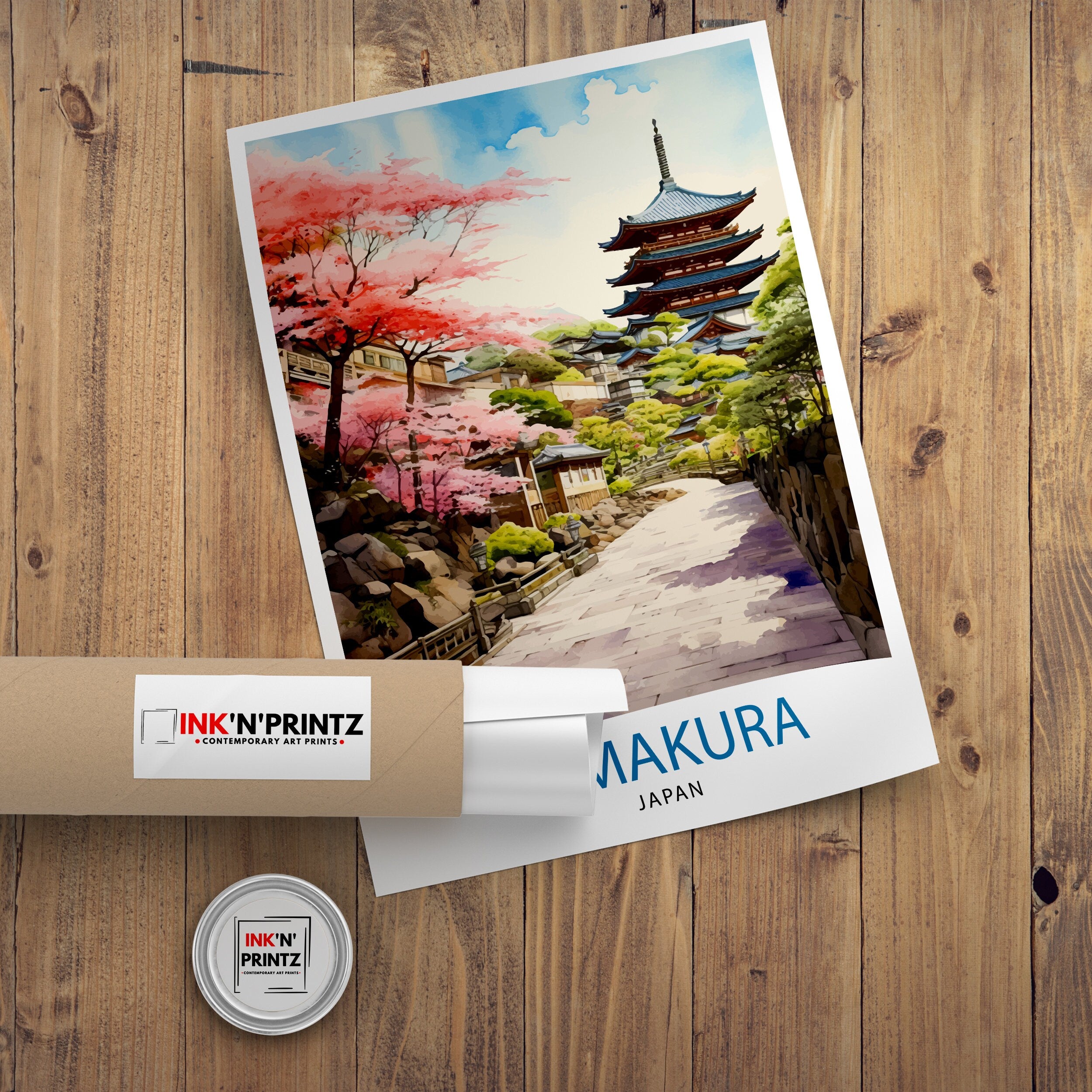 Kamakura Japan Travel Print | Temple & Bamboo Garden Wall Art