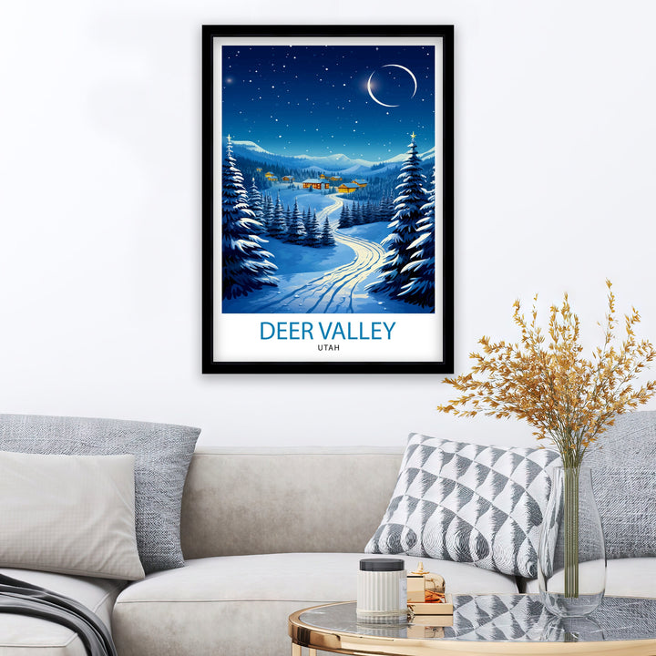 Deer Valley Ski Resort Poster Deer Valley Ski Decor Deer Valley Poster Deer Valley Art Poster Deer Valley Wall Art Gift for Deer Valley Skiers