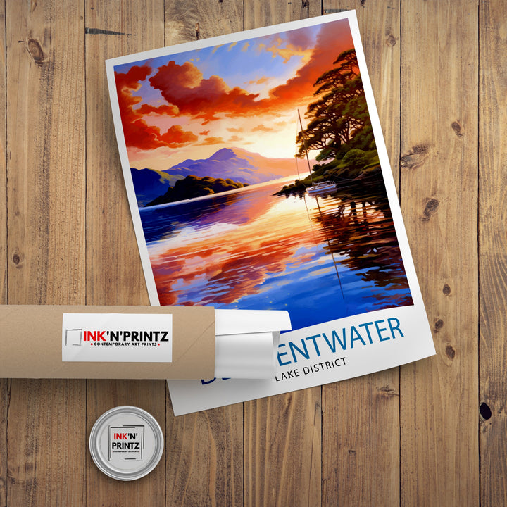 Derwentwater Cumbria Travel Print Wall Decor Home Living Decor Illustration Travel Poster Gift For Derwentwater Cumbria Home Decor