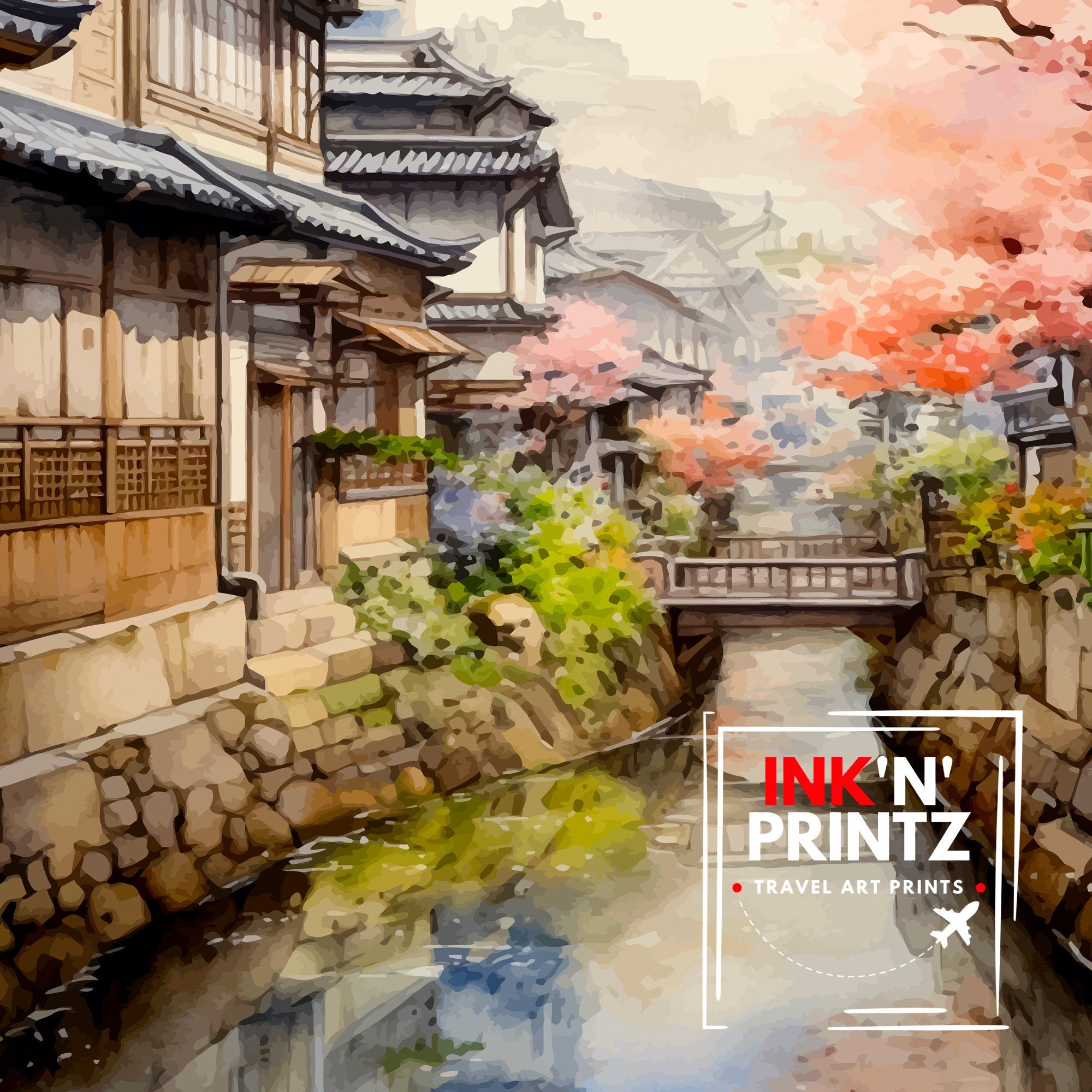 Kanazawa Japan Travel Print Kanazawa Wall Decor Kanazawa Poster Japan Travel Prints Kanazawa Art Print Kanazawa Illustration Kanazawa Wall