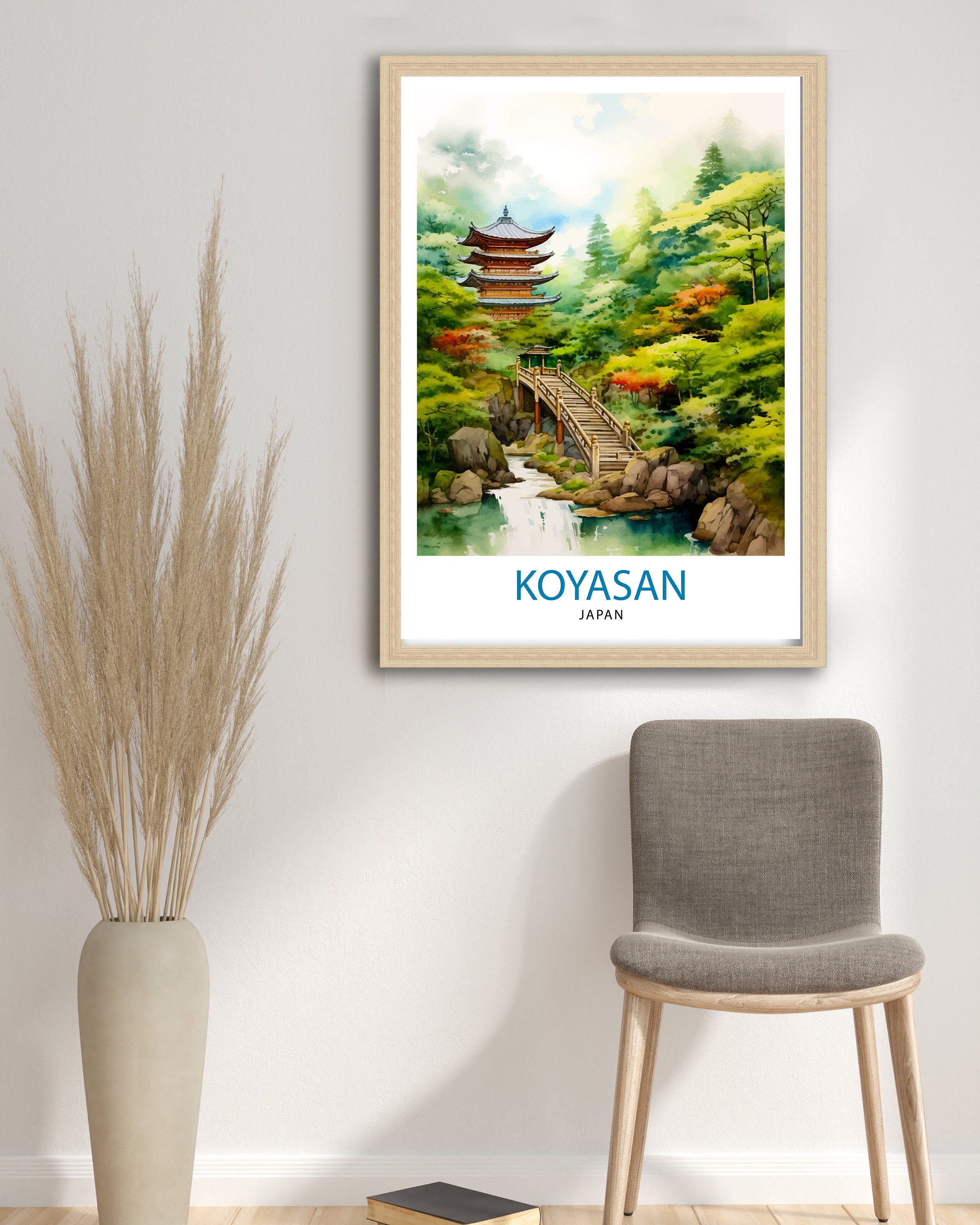 Koyasan Japan Travel Print Koyasan Wall Decor Koyasan Poster Japan Travel Prints Koyasan Art Print Koyasan Illustration Koyasan Wall Art