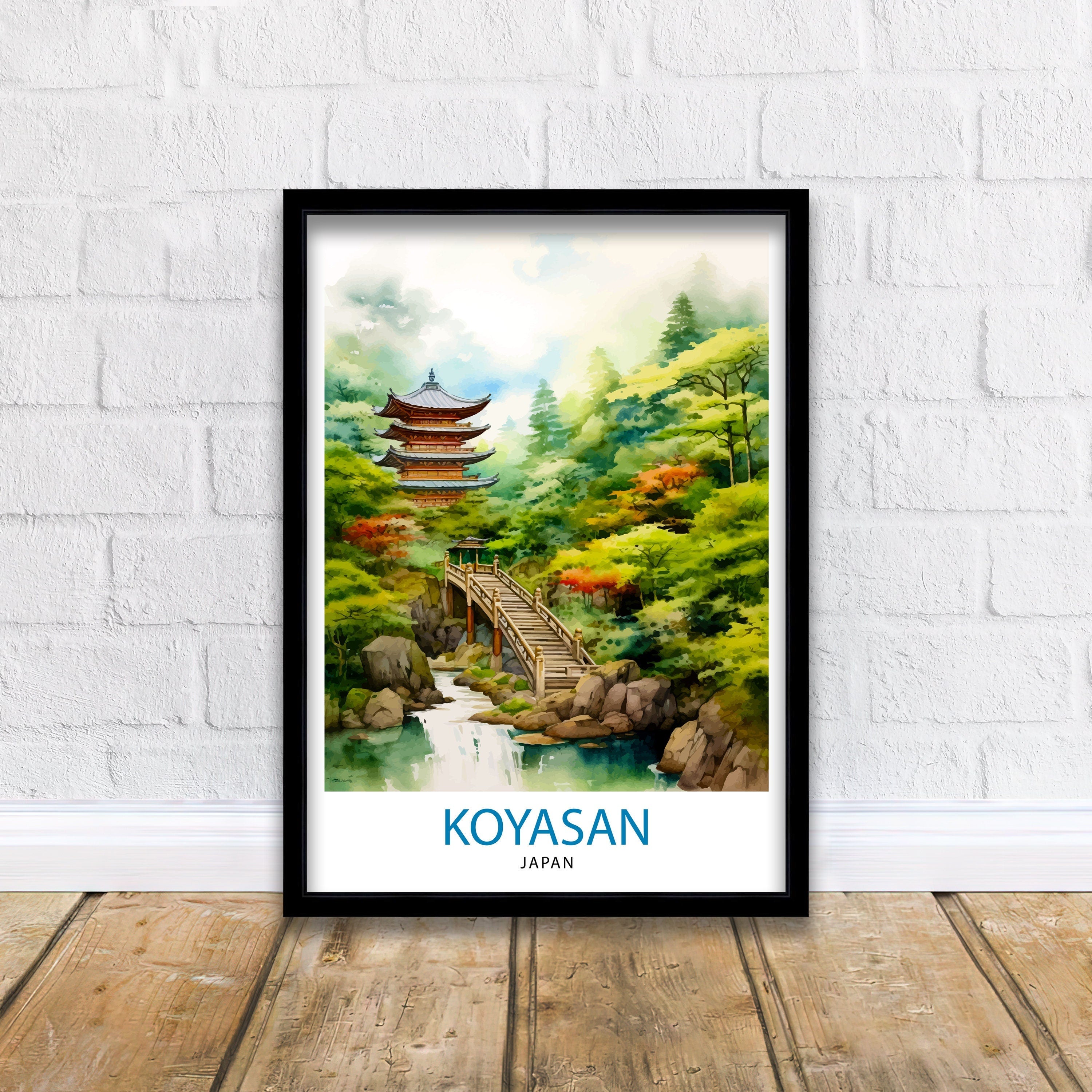 Koyasan Japan Travel Print Koyasan Wall Decor Koyasan Poster Japan Travel Prints Koyasan Art Print Koyasan Illustration Koyasan Wall Art