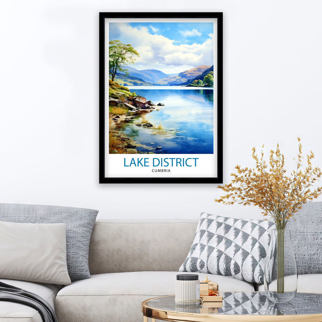Lake District Cumbria Travel Print Lake District Wall Art Lake District Home Decor Lake District Illustration Travel Poster, Gift for Lake