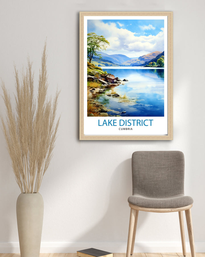 Lake District Cumbria Travel Print Lake District Wall Art Lake District Home Decor Lake District Illustration Travel Poster, Gift for Lake
