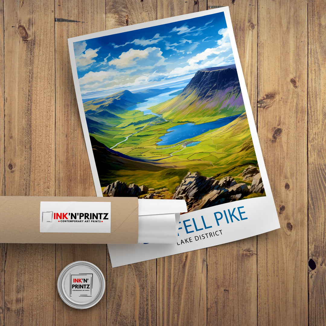 Scafell Pike Travel Poster Lake District Wall Art Scafell Pike Illustration England Travel Poster Gift for Hikers Mountain