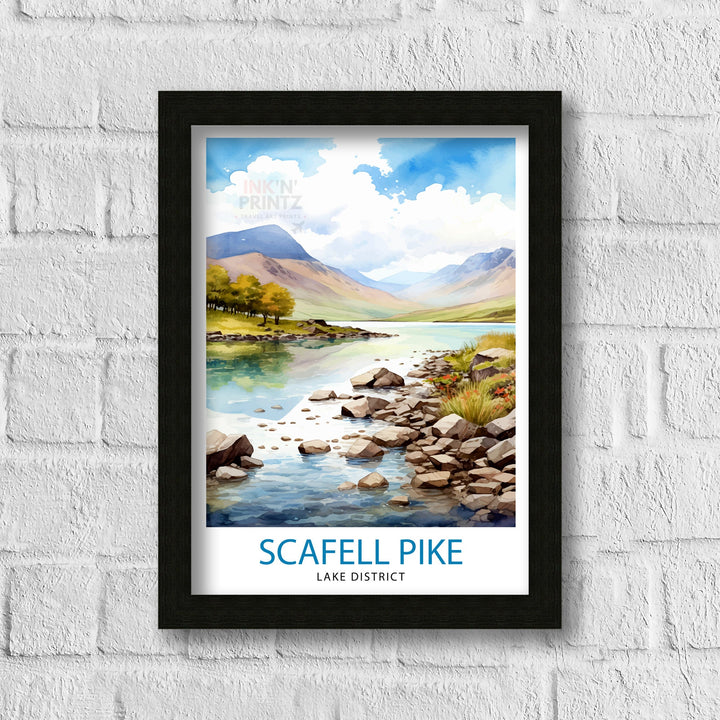Scafell Pike Lake District Travel Print Lake District Wall Decor Lake District Home Living Decor Scafell Pike Illustration Travel Poster