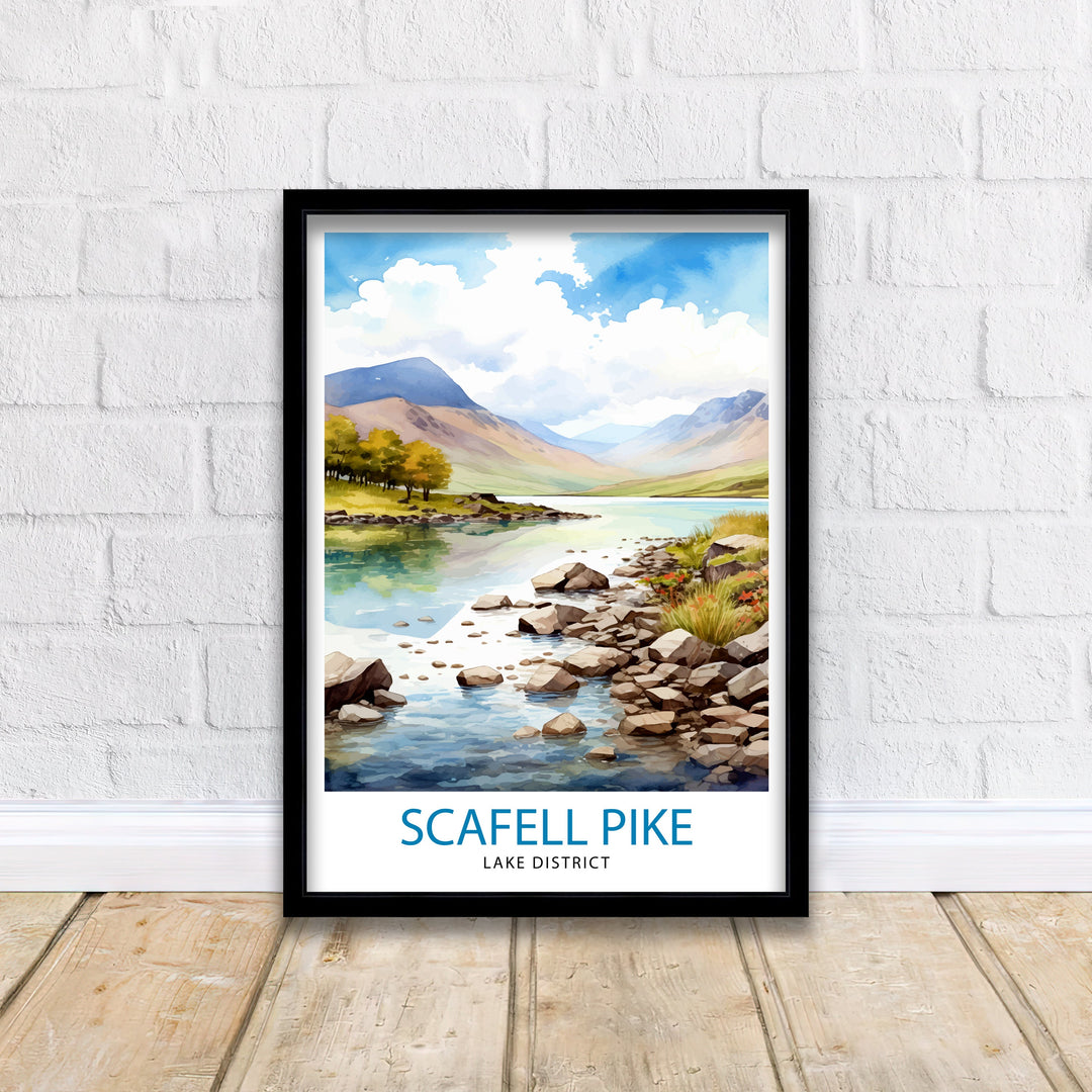 Scafell Pike Lake District Travel Print Lake District Wall Decor Lake District Home Living Decor Scafell Pike Illustration Travel Poster