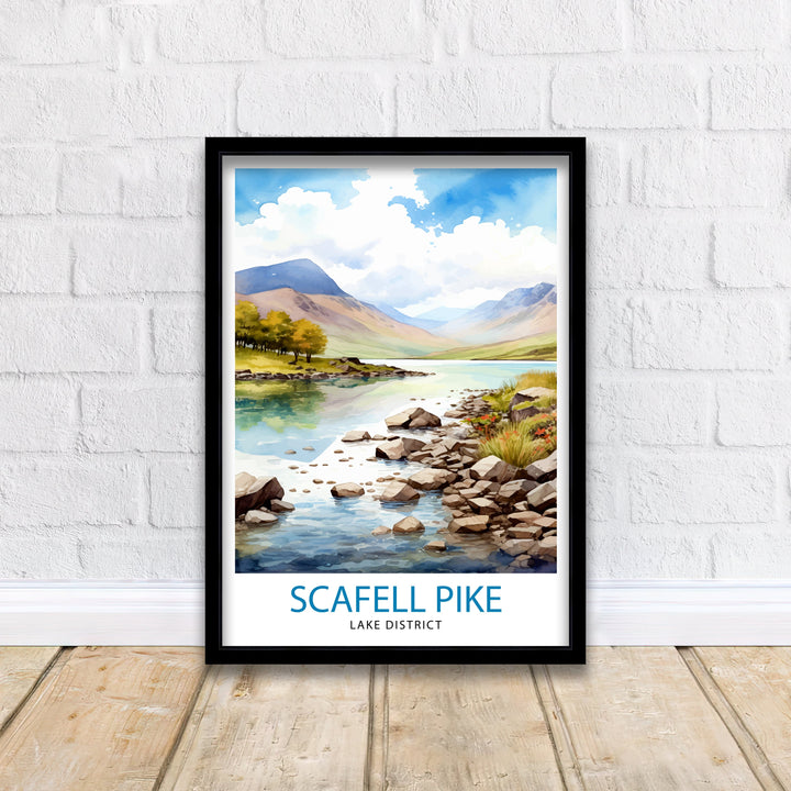 Scafell Pike Lake District Travel Print Lake District Wall Decor Lake District Home Living Decor Scafell Pike Illustration Travel Poster