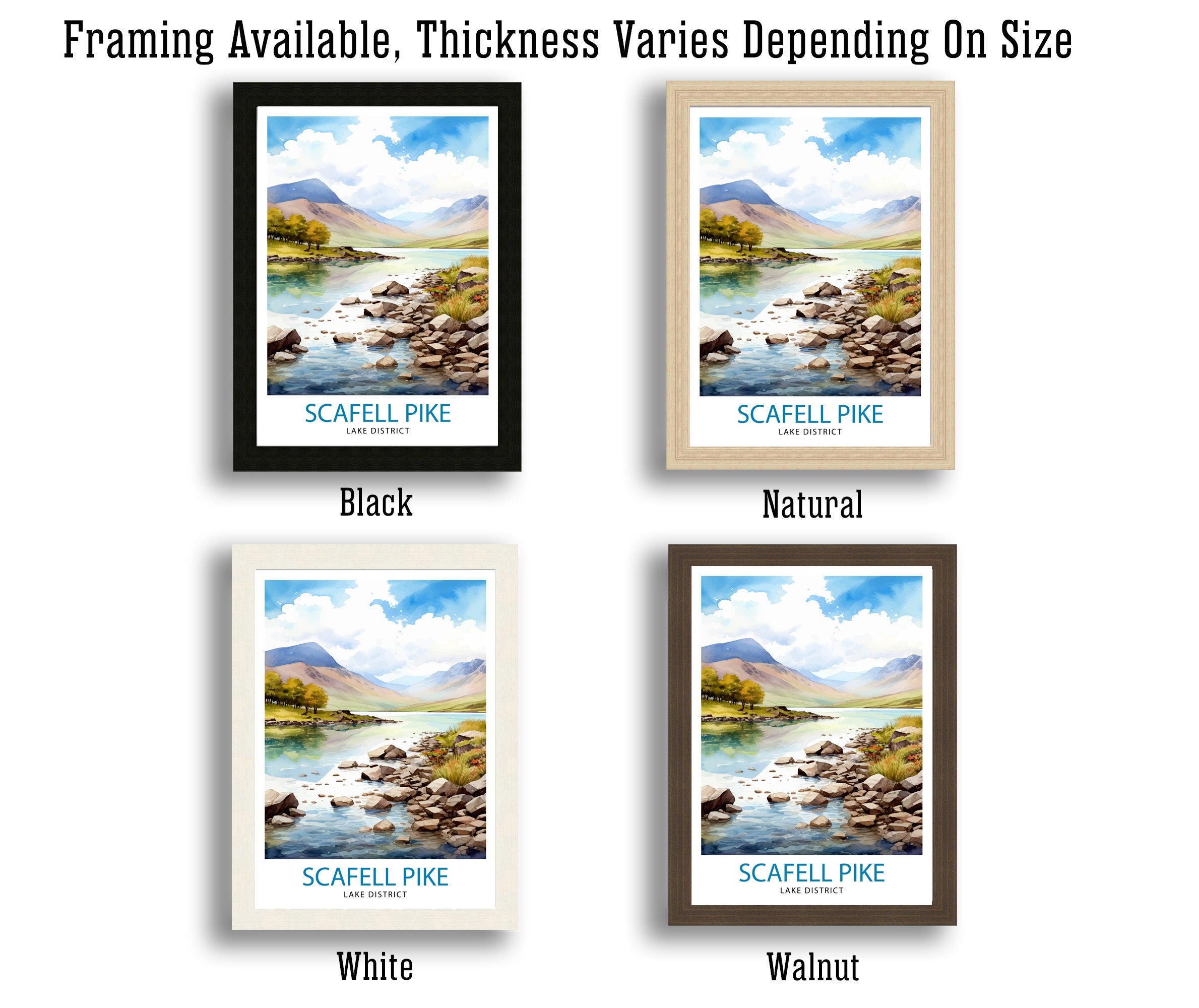 Scafell Pike Lake District Travel Print Lake District Wall Decor Lake District Home Living Decor Scafell Pike Illustration Travel Poster